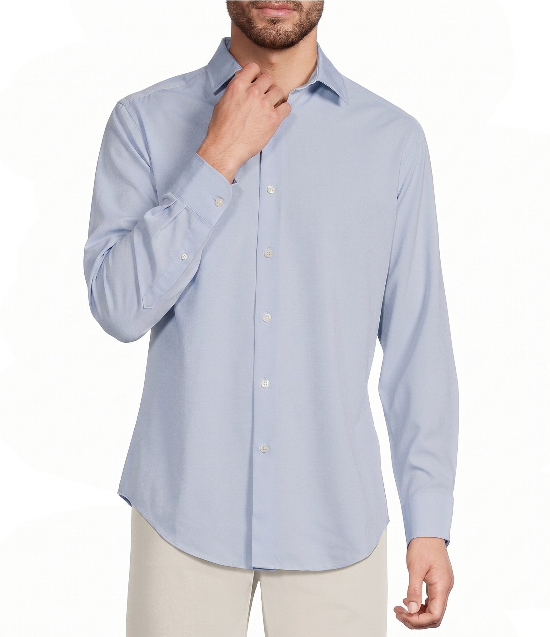 Murano Performance Athletic Fit Solid Stretch Long Sleeve Woven Shirt