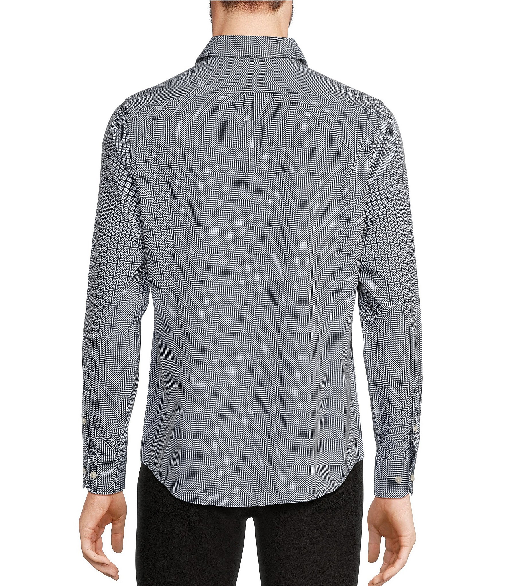 Murano Performance Stretch Slim Fit Circle Print Long Sleeve Woven Shirt