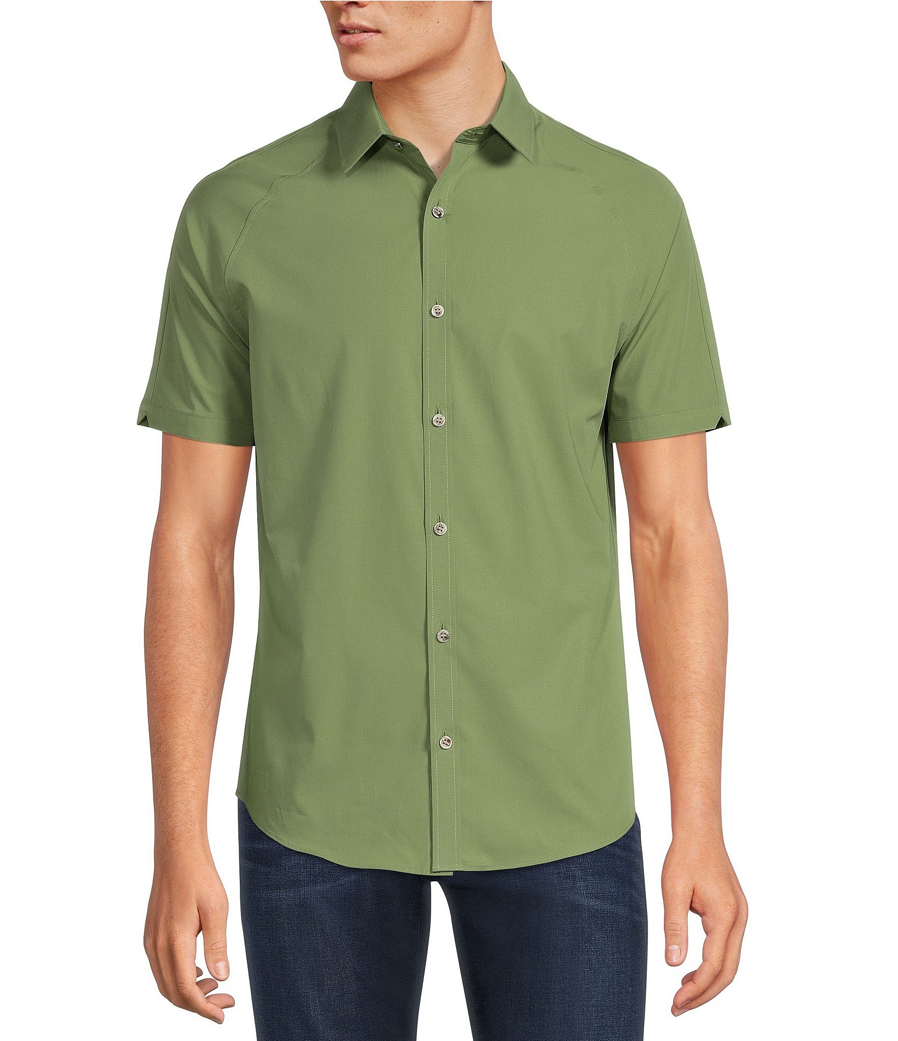Murano Plantsmen Collection Slim-Fit Poplin Short-Sleeve Woven Shirt ...