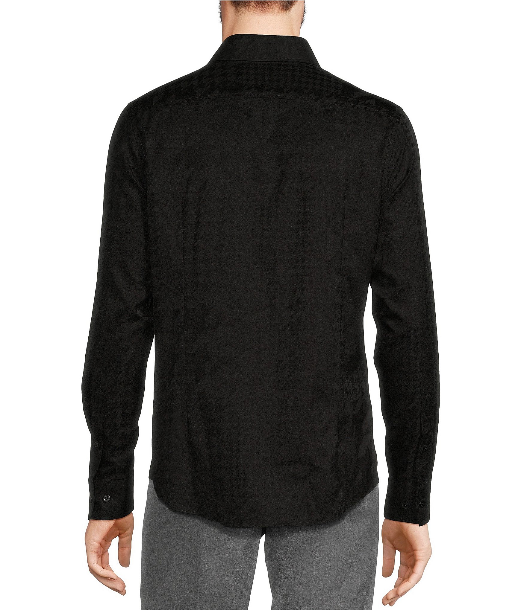 Murano Prehistoric Prep Collection Slim Fit Houndstooth Long Sleeve Woven Shirt