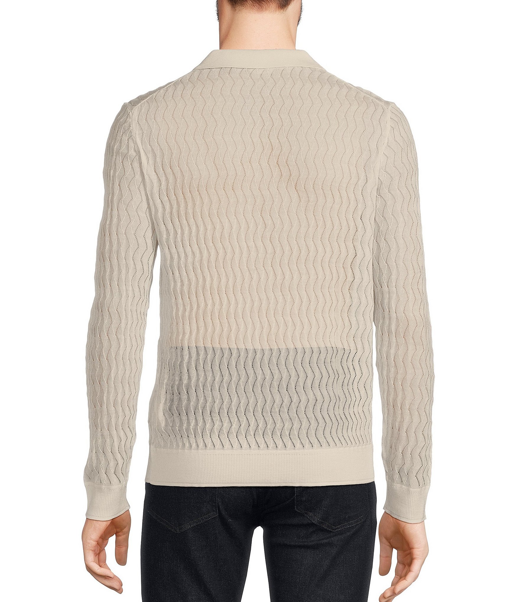 Murano Prehistoric Prep Collection Solid Textured Johnny Sweater Polo Shirt