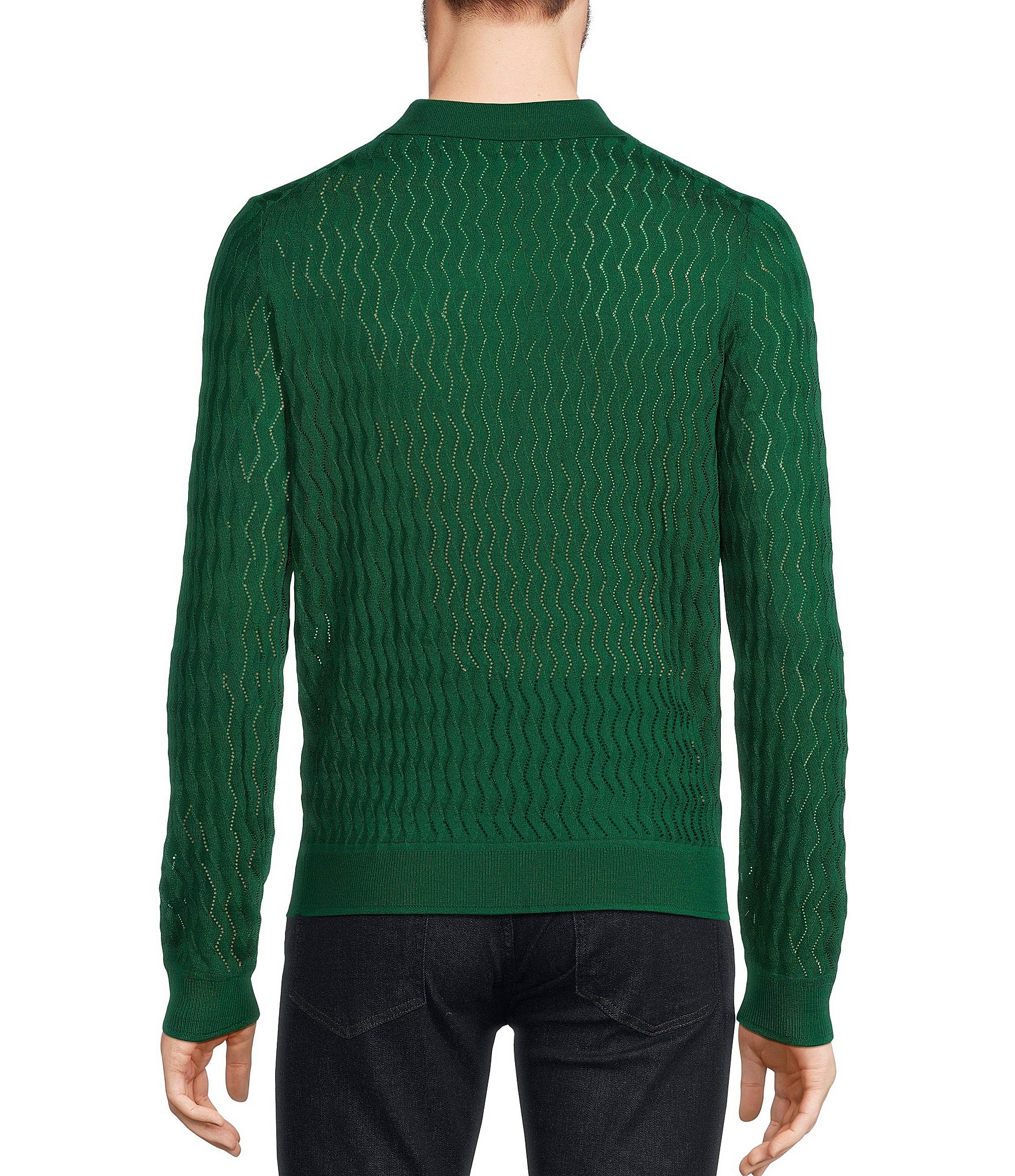 Murano Prehistoric Prep Collection Solid Textured Johnny Sweater Polo Shirt