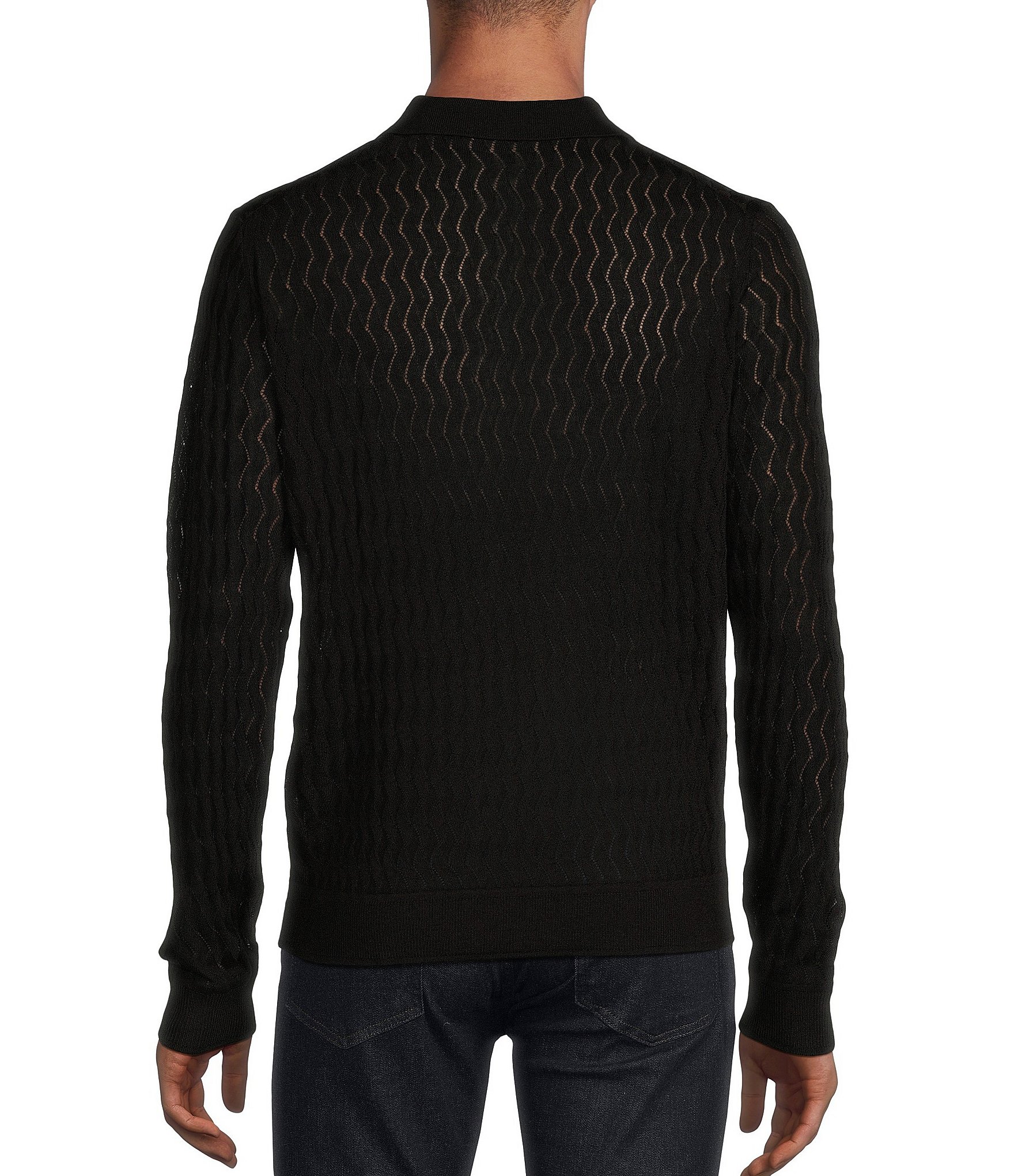 Murano Prehistoric Prep Collection Solid Textured Johnny Sweater Polo Shirt