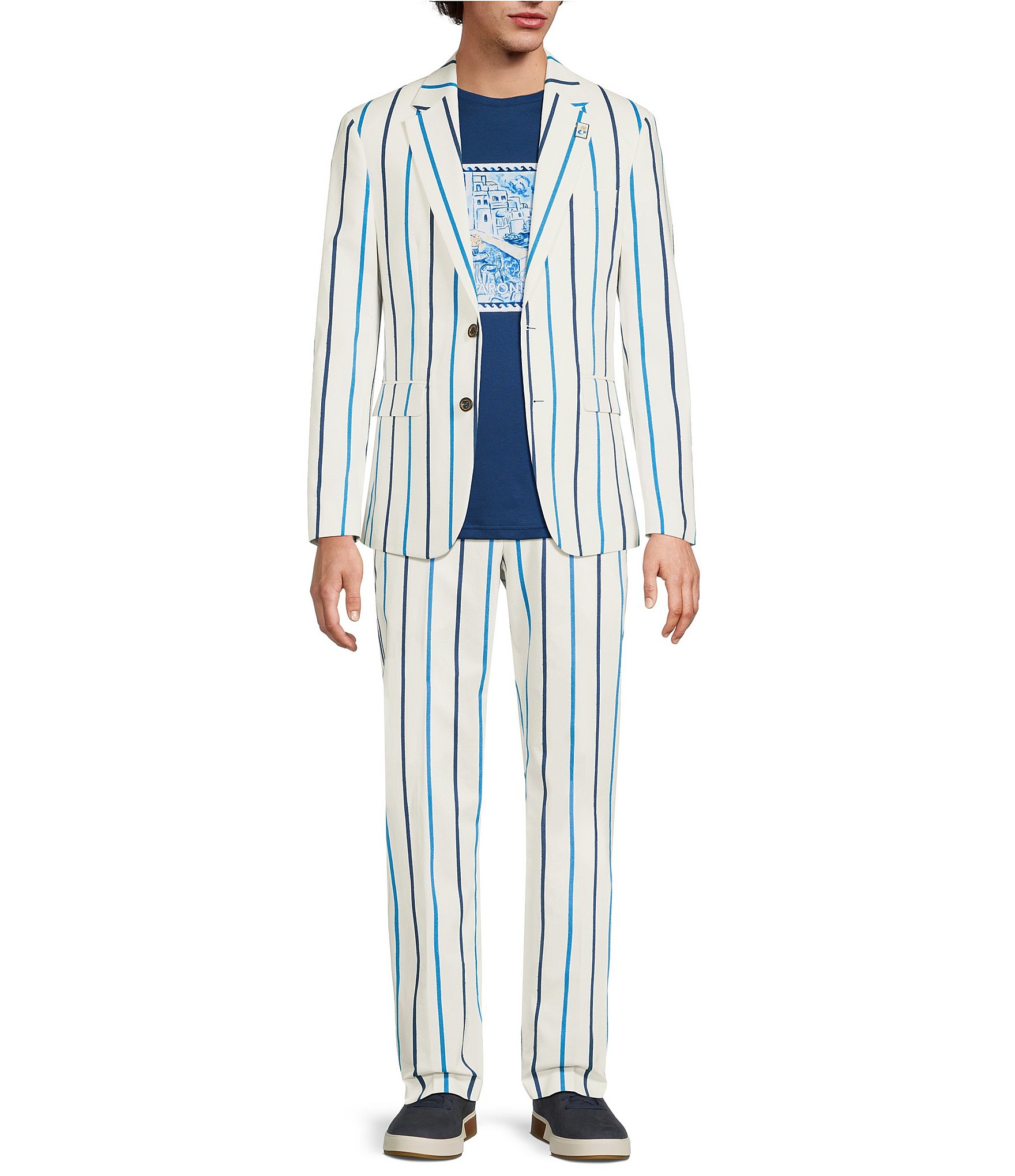 Murano Saronic Islands, Greece Collection Slim Fit Chenille Stripe Suit Separates Jacket