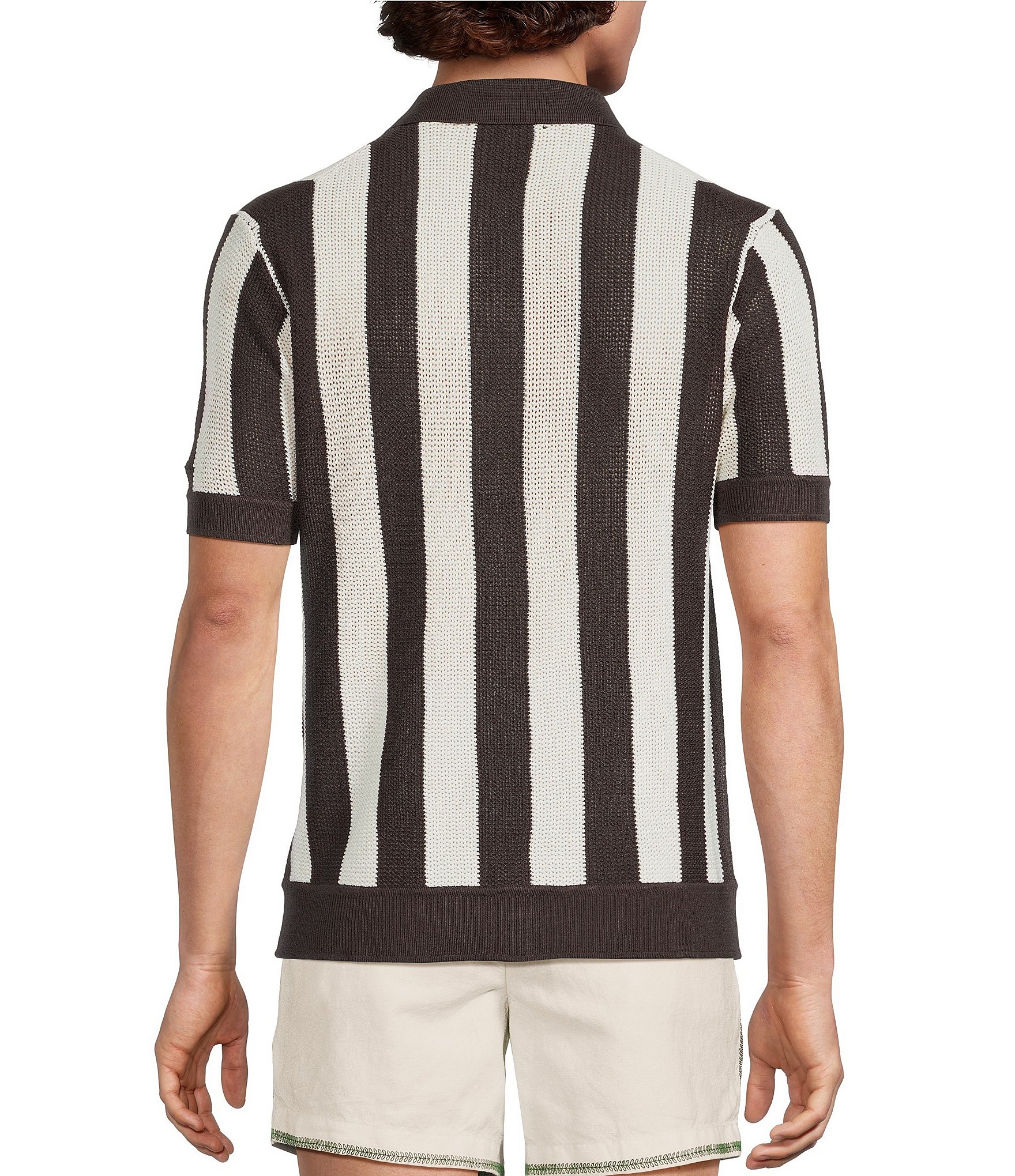 Murano Seville Collection Stripe Short Sleeve Button Front Shirt