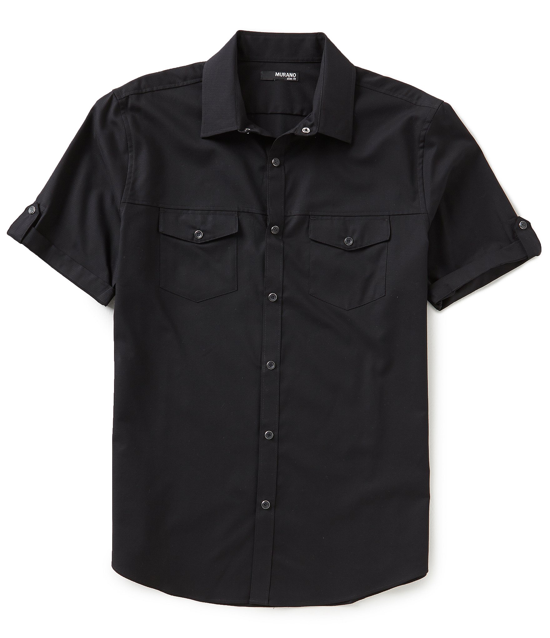 Murano Short-Sleeve Slim-Fit Solid Snap Shirt | Dillards