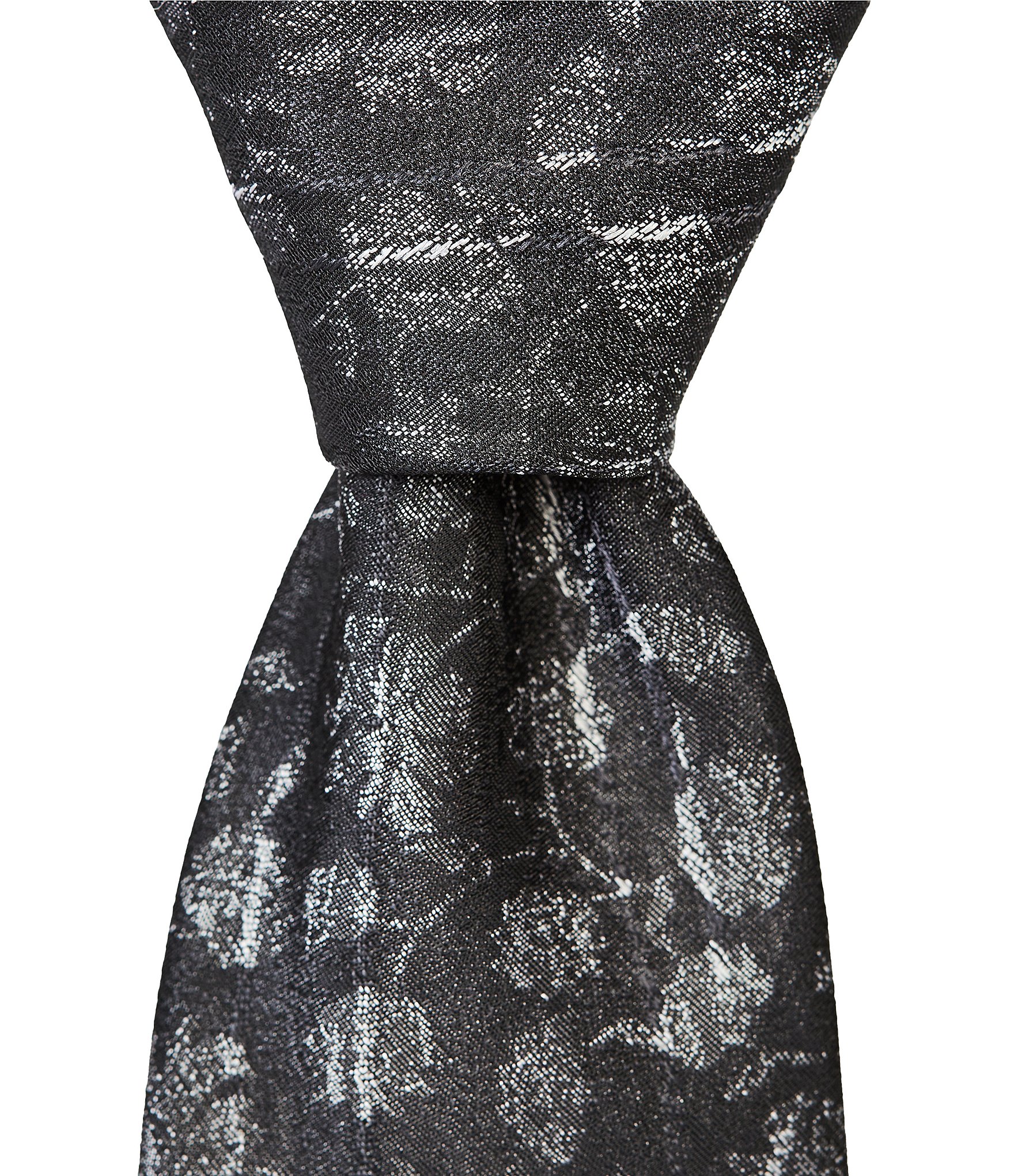 Murano Silver Floral Narrow Poly Silk Tie