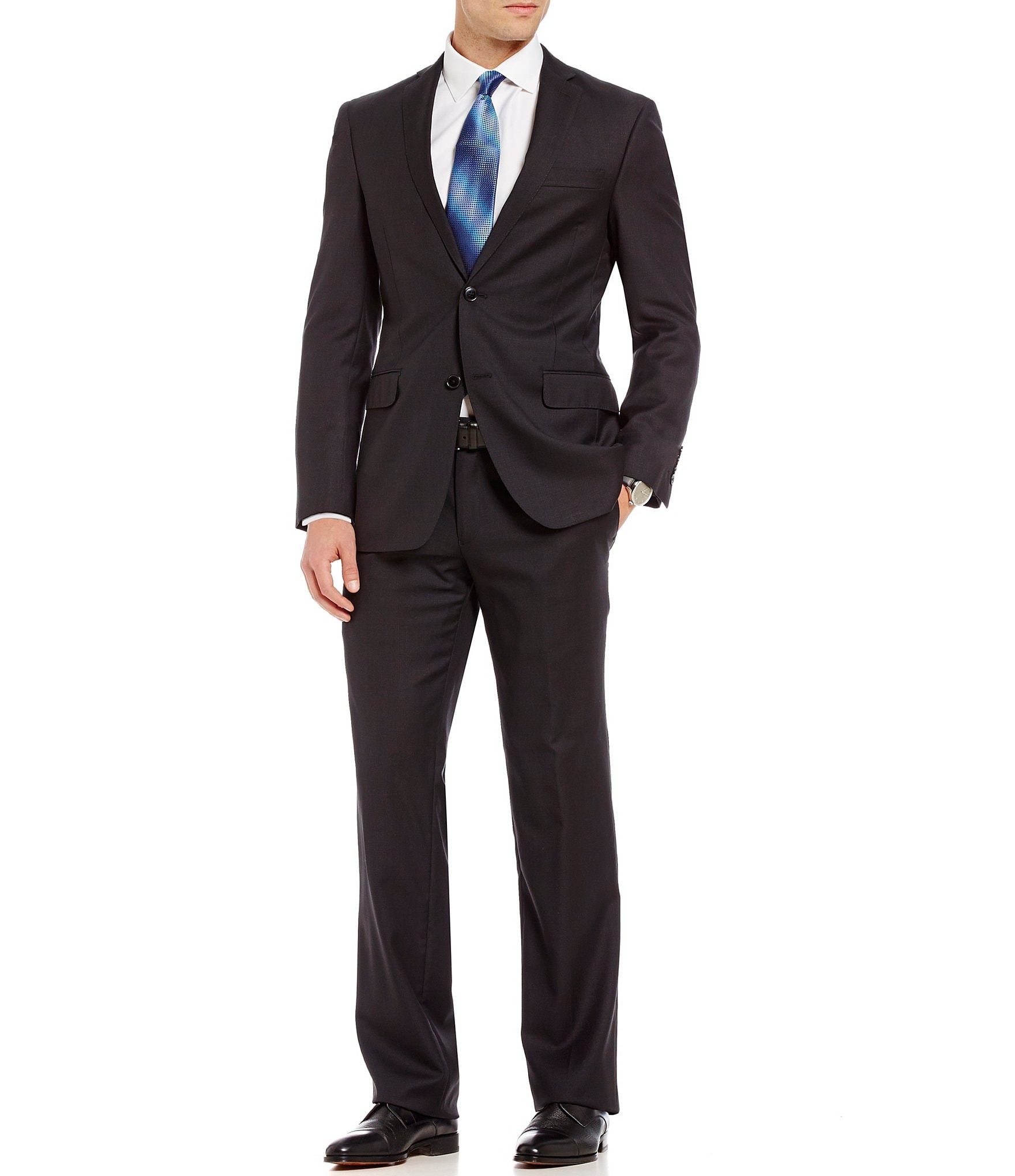 Murano Slim-Fit Checked Single-Breasted Wool Suit | Dillards
