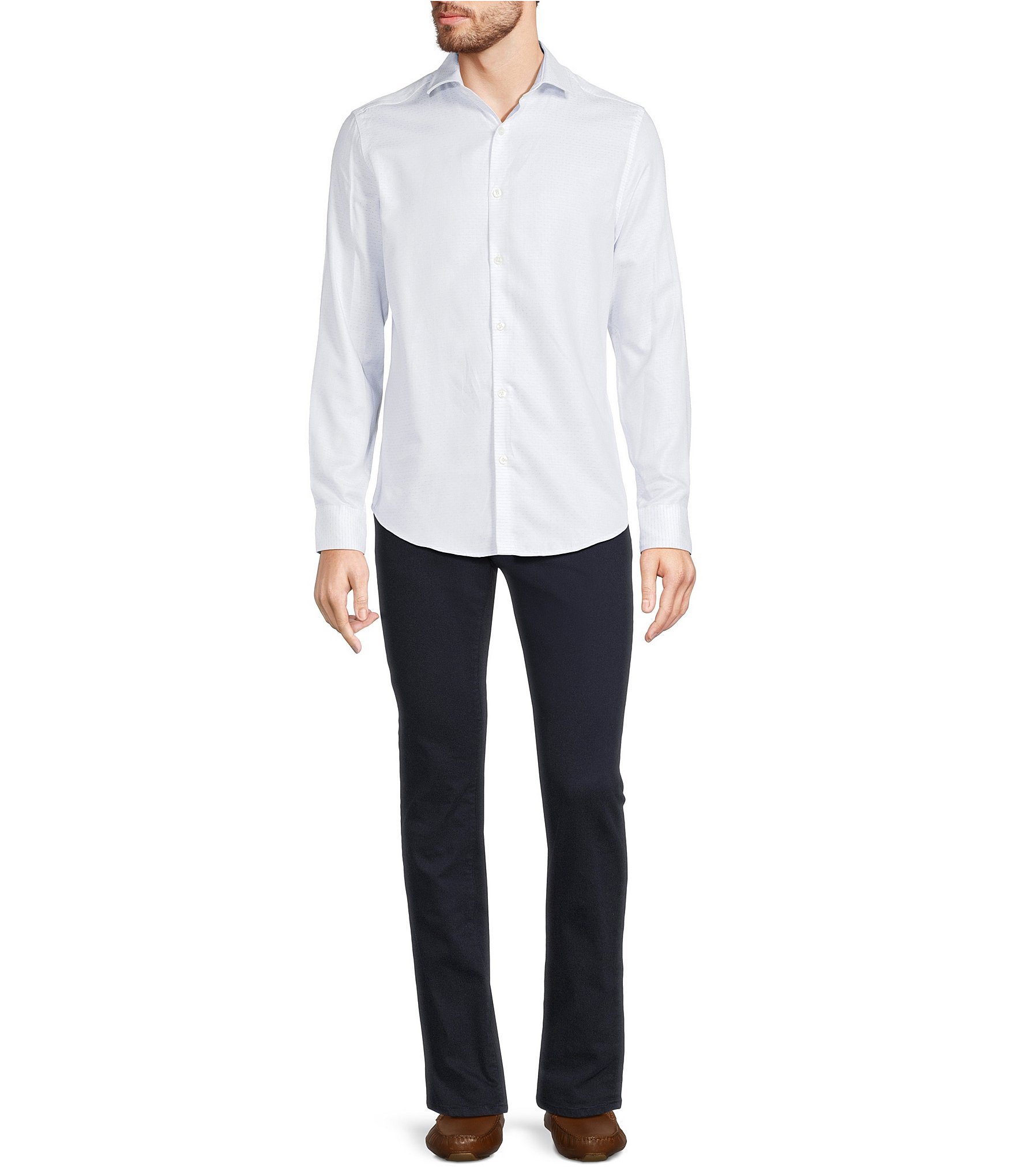 Murano Slim Fit Diamond Dobby Long Sleeve Woven Shirt