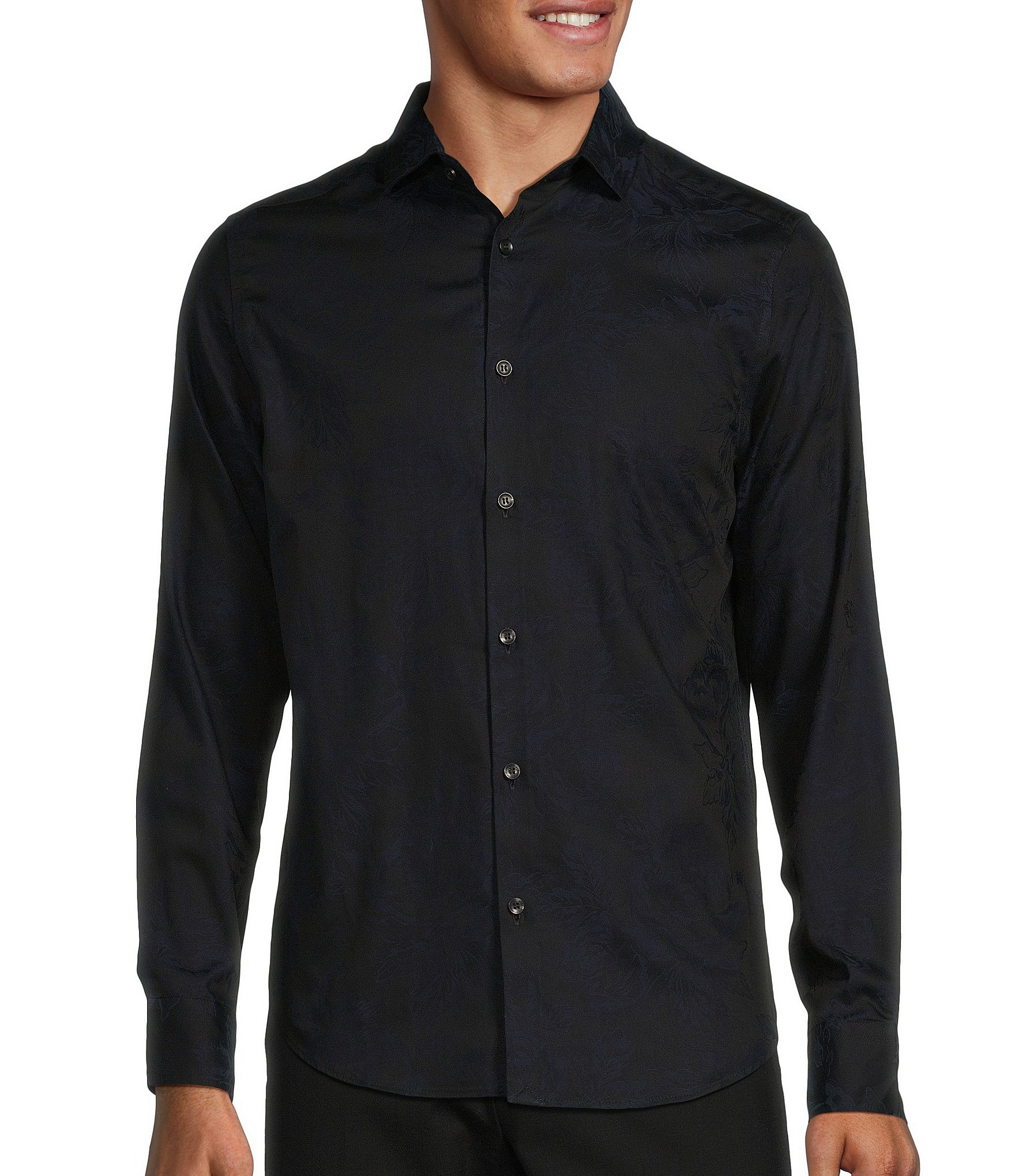 Murano Slim-Fit Floral Jacquard Long-Sleeve Woven Shirt | Dillard's