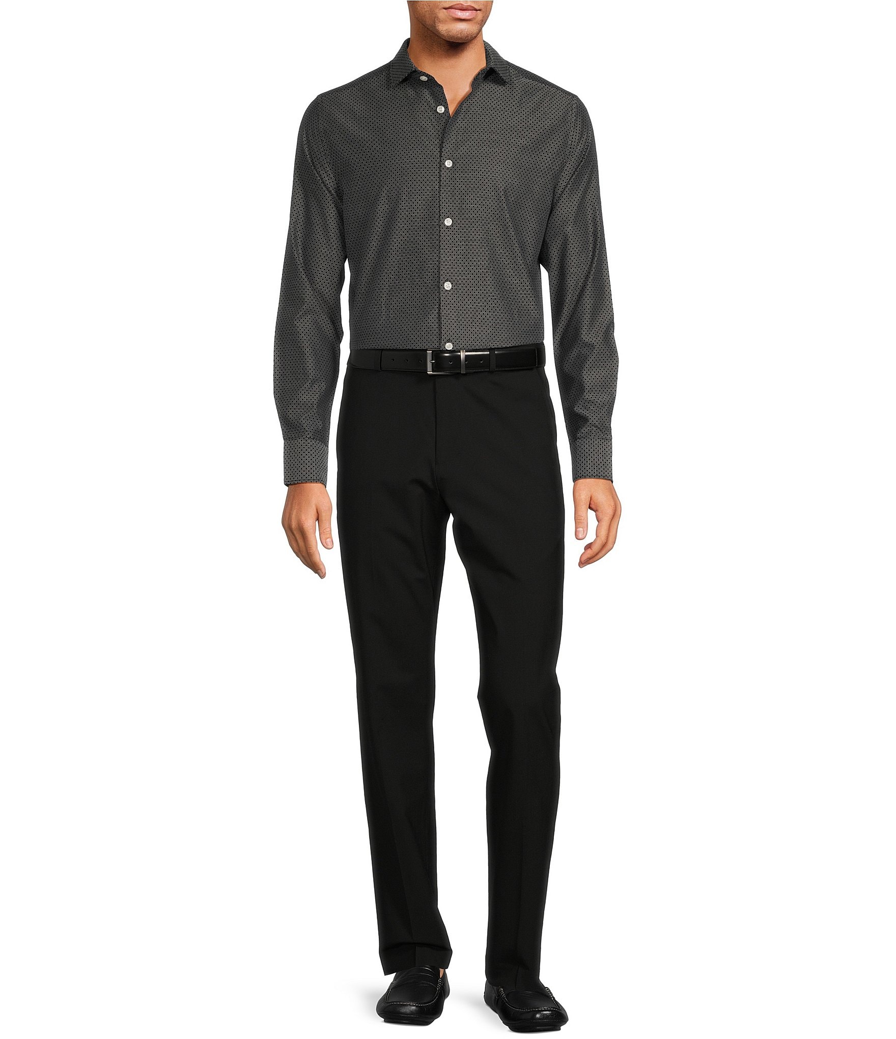 Murano Slim-Fit Geo Dobby Long Sleeve Woven Shirt