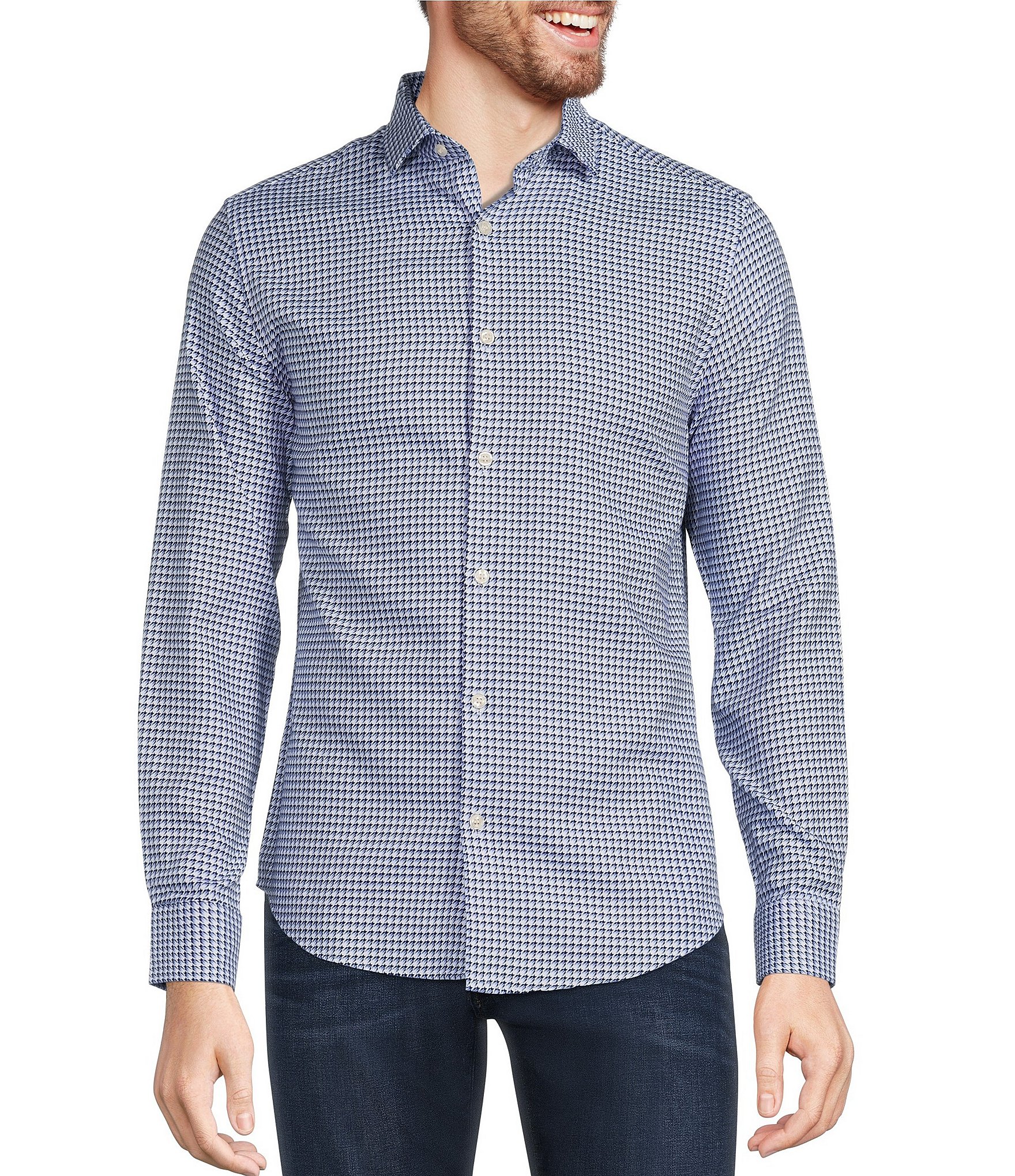 Murano Slim Fit Houndstooth Jacquard Long Sleeve Woven Shirt | Dillard's