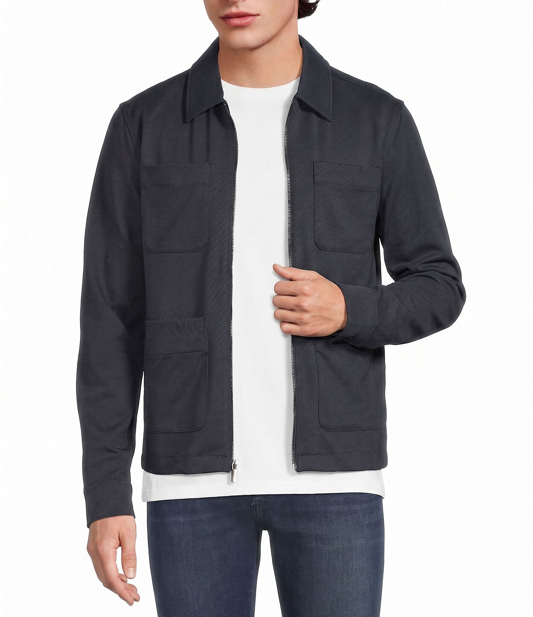 Murano Slim Fit Knit Twill Shirt Jacket