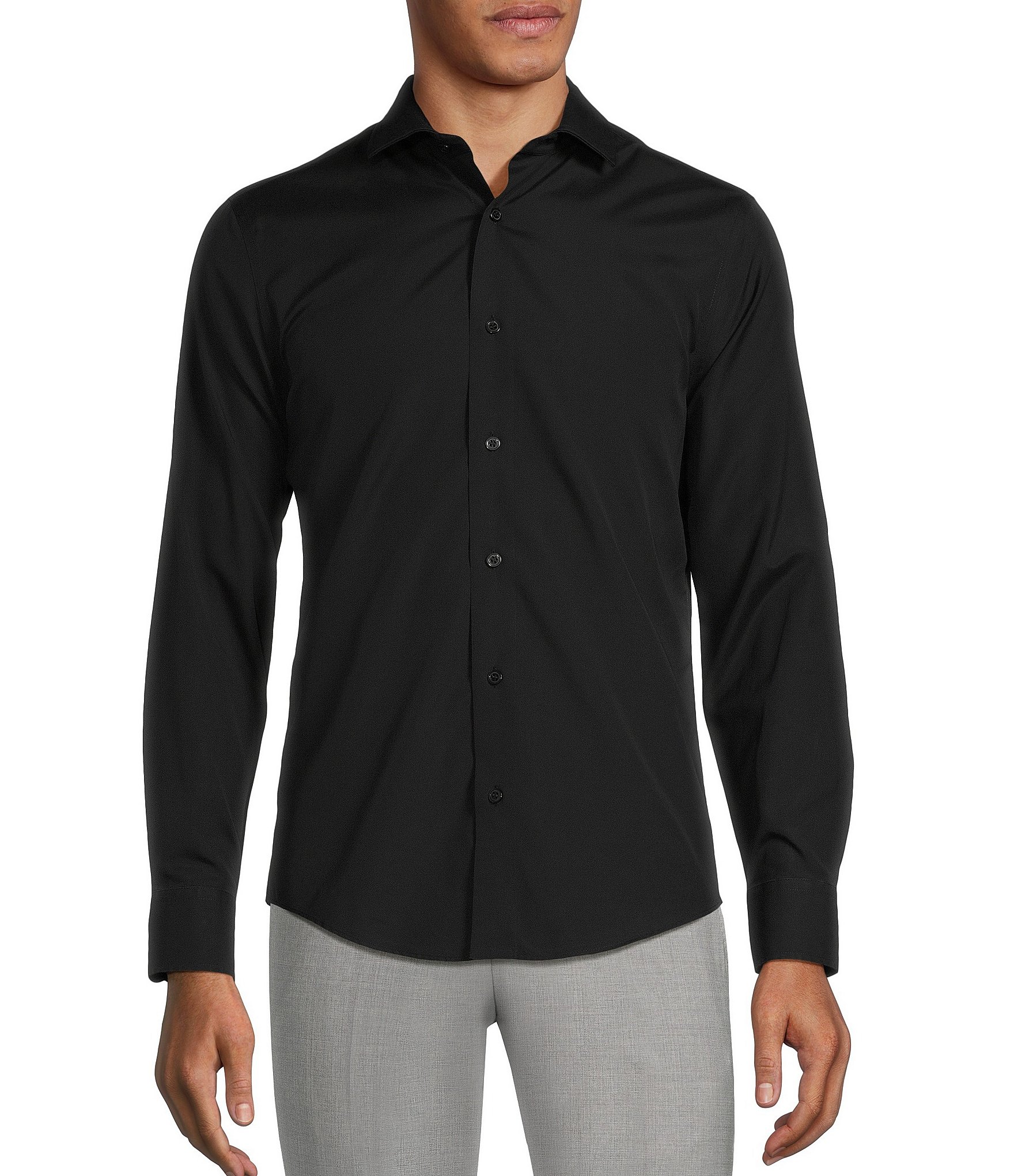 Murano Slim-Fit Non-Iron Solid Long-Sleeve Woven Shirt