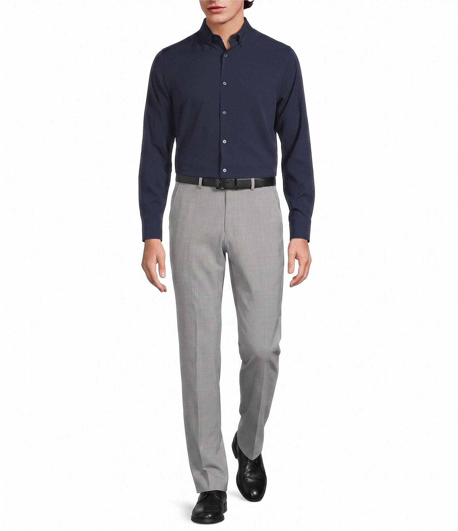 Murano Slim Fit Performance Solid Long Sleeve Woven Shirt