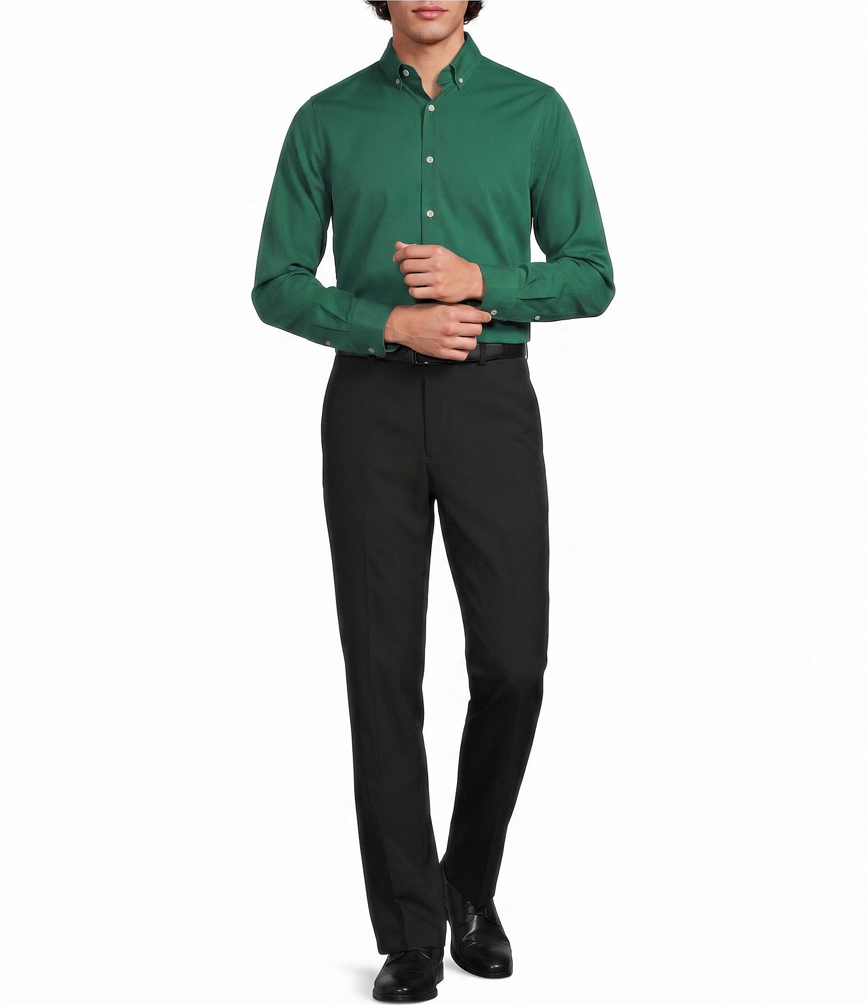 Murano Slim Fit Performance Solid Long Sleeve Woven Shirt