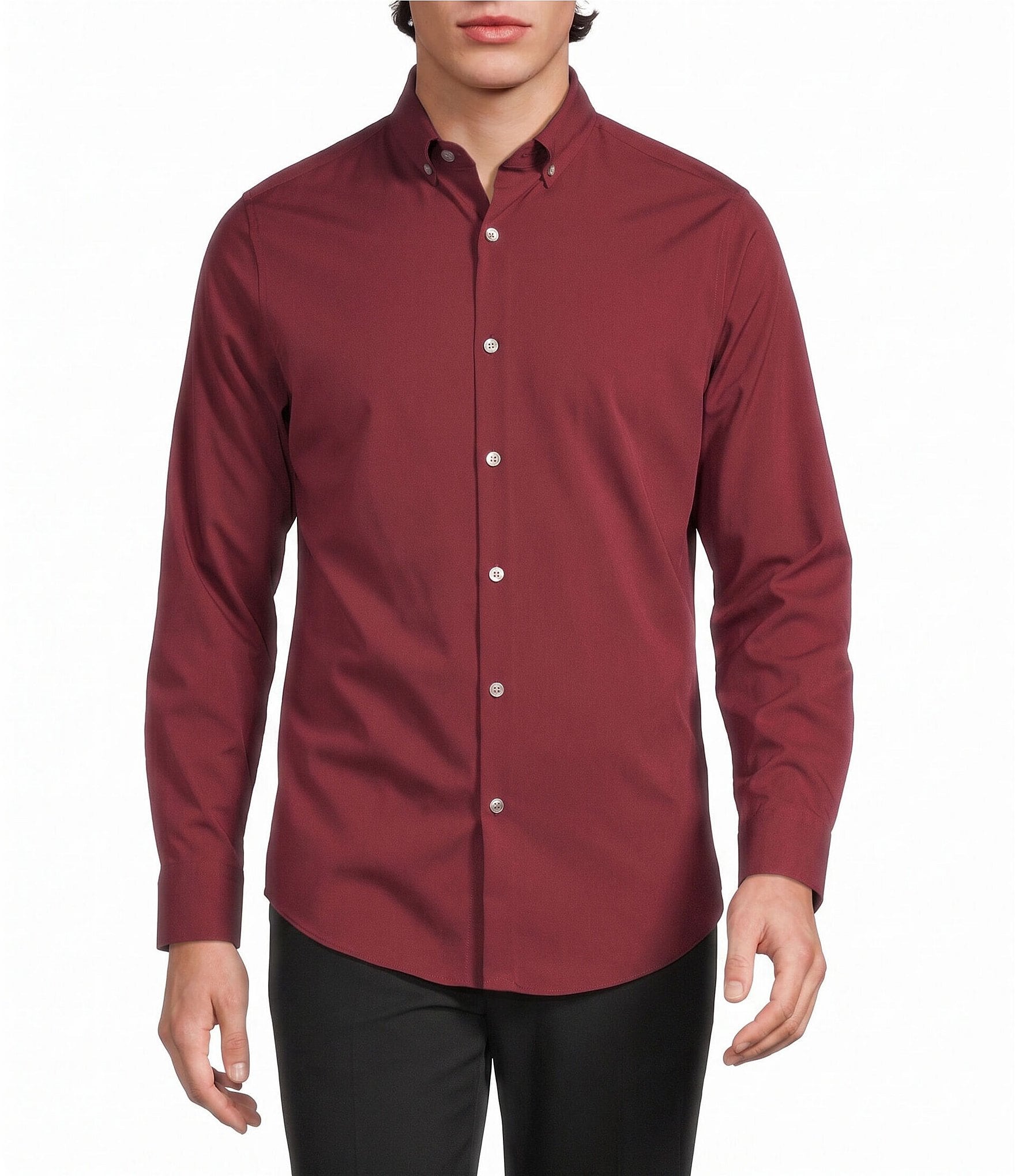 Murano Slim Fit Performance Solid Long Sleeve Woven Shirt