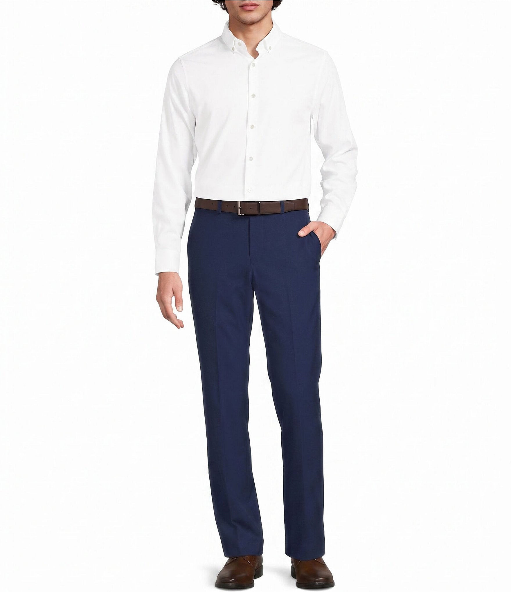 Murano Slim Fit Performance Solid Long Sleeve Woven Shirt