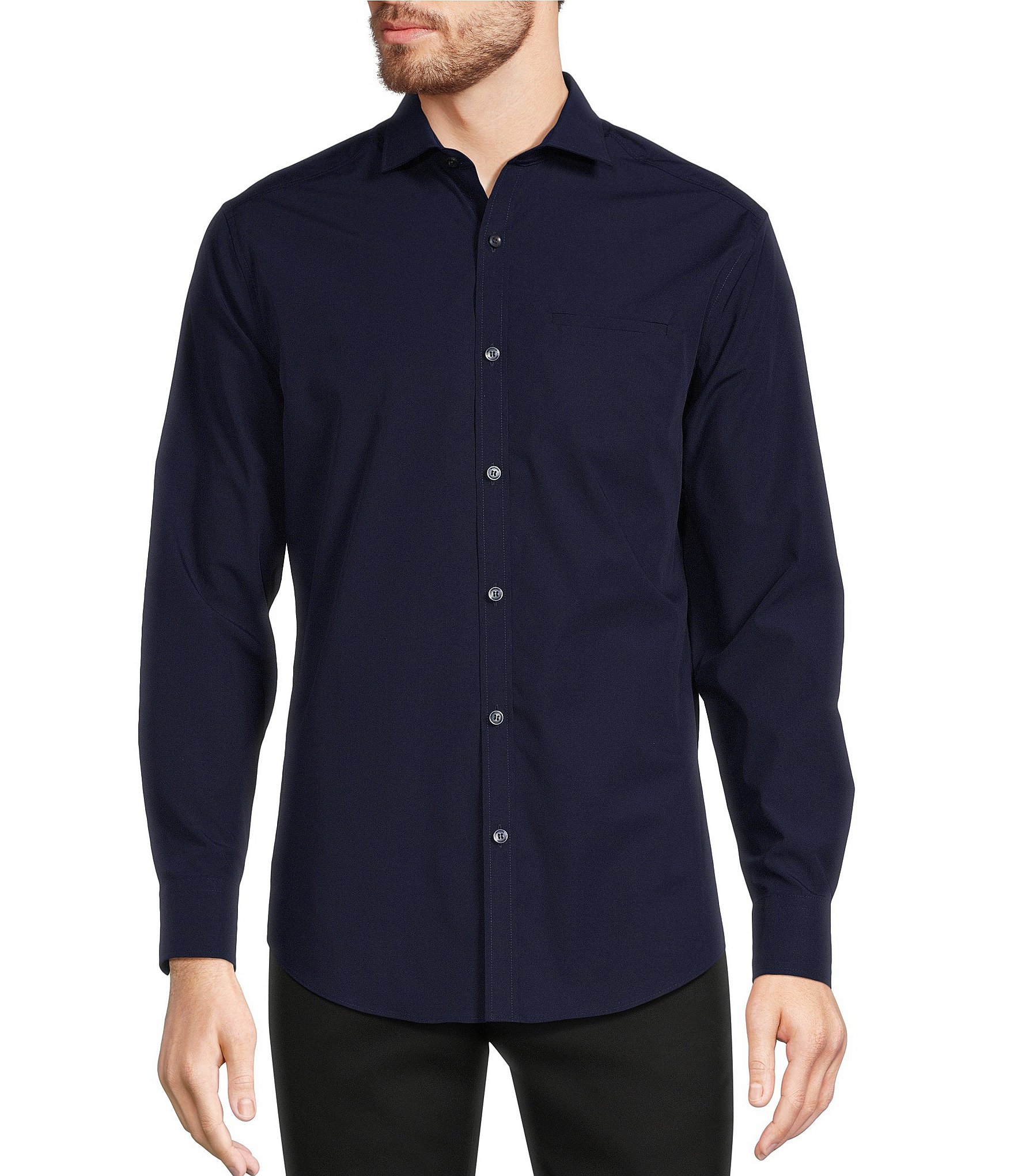 Murano Slim Fit Solid Long Sleeve Woven Shirt