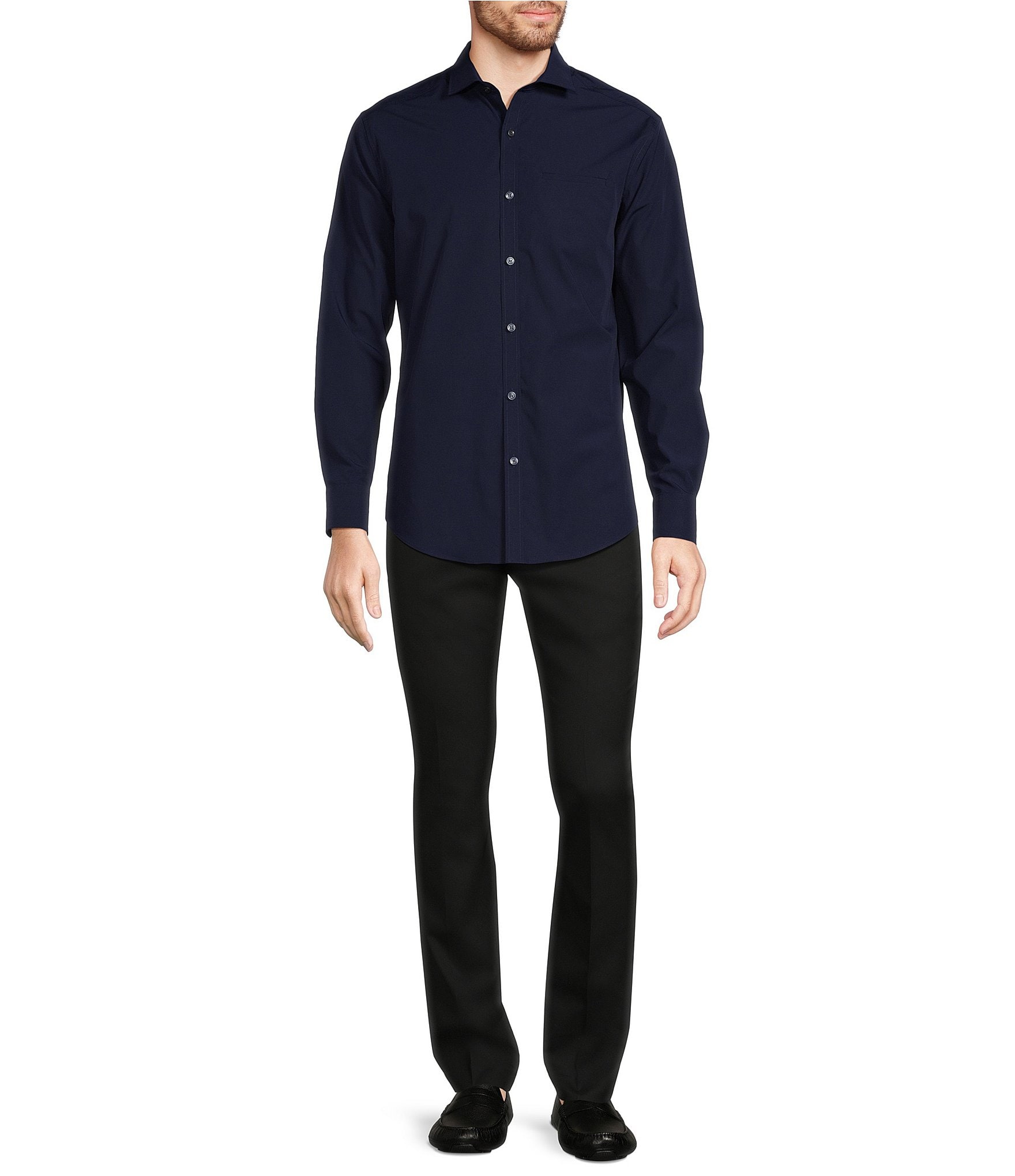 Murano Slim Fit Solid Long Sleeve Woven Shirt