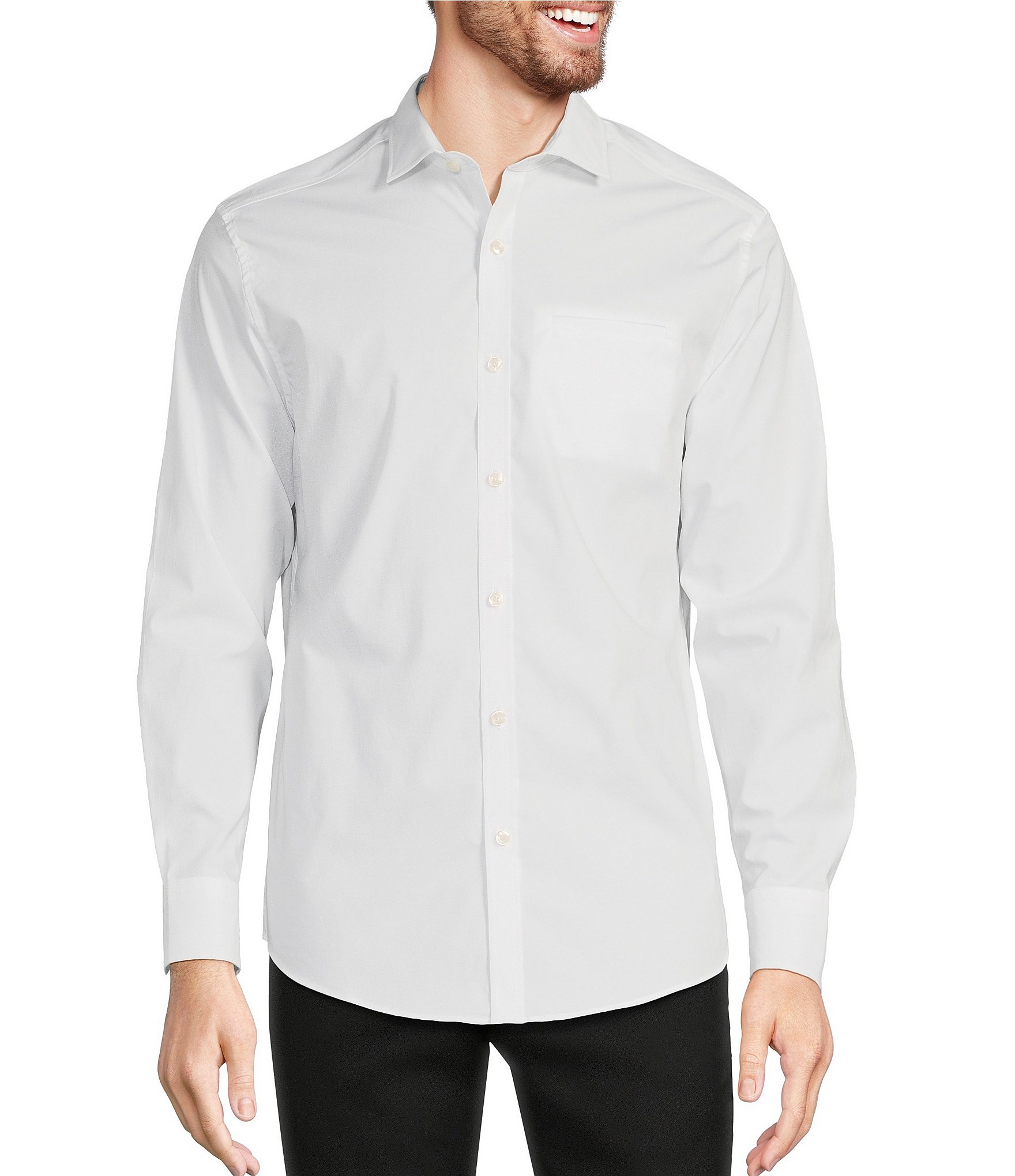 Murano Slim Fit Solid Long Sleeve Woven Shirt