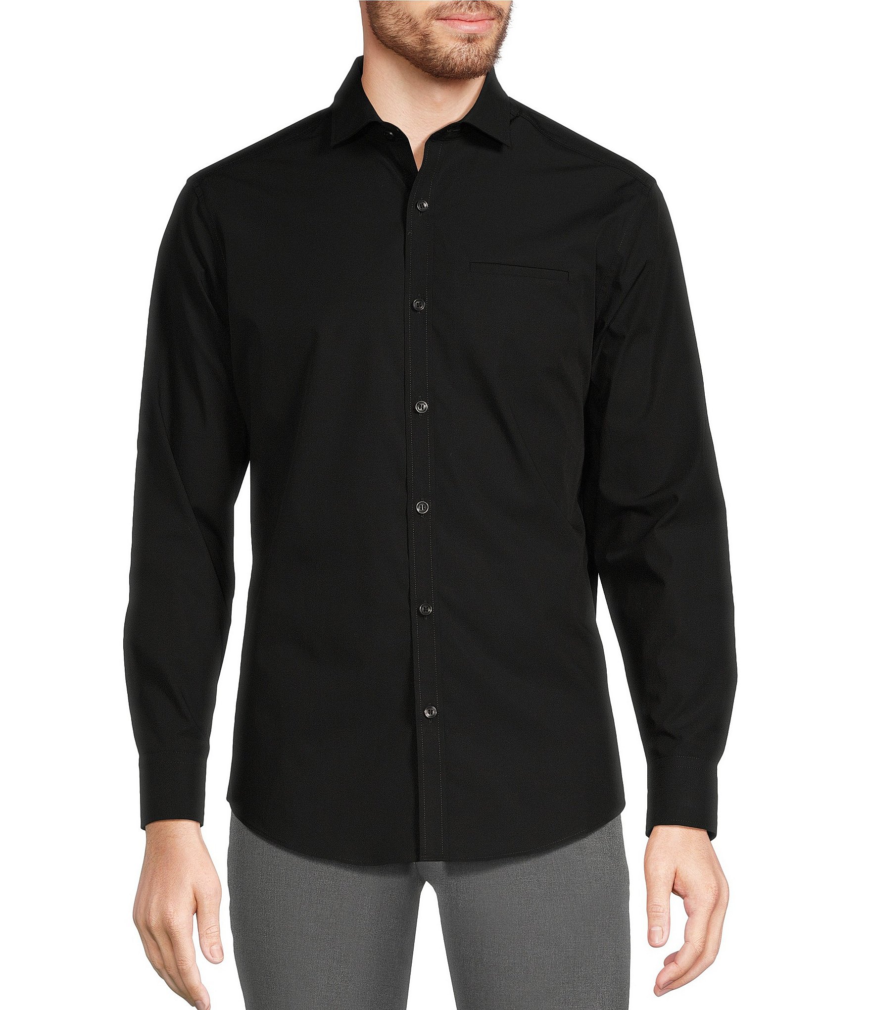 Murano Slim Fit Solid Long Sleeve Woven Shirt