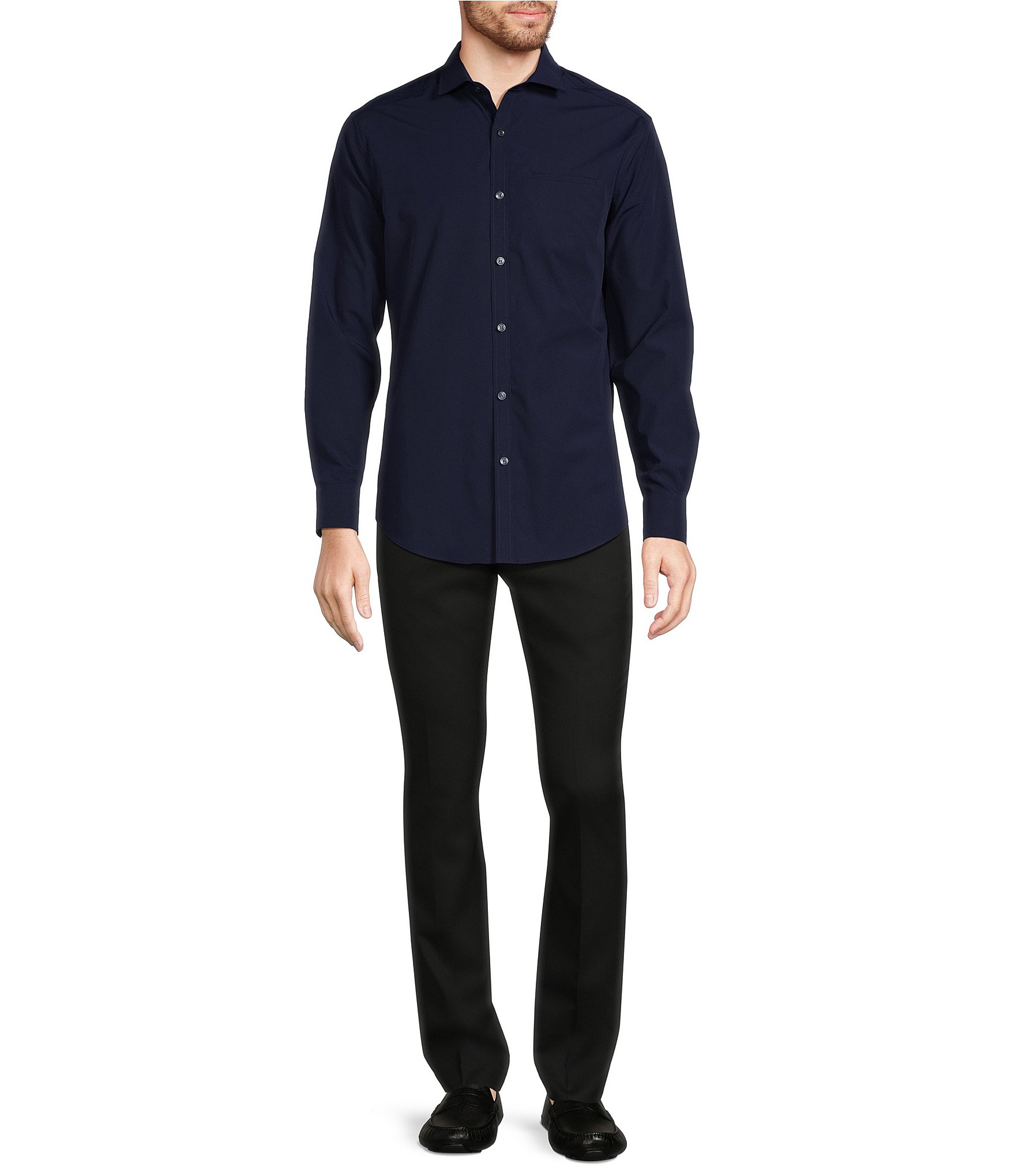 Murano Slim Fit Solid Long Sleeve Woven Shirt