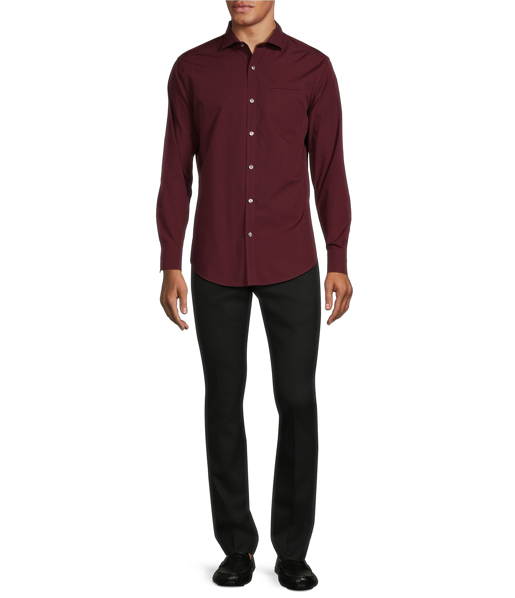 Murano Slim Fit Solid Long Sleeve Woven Shirt