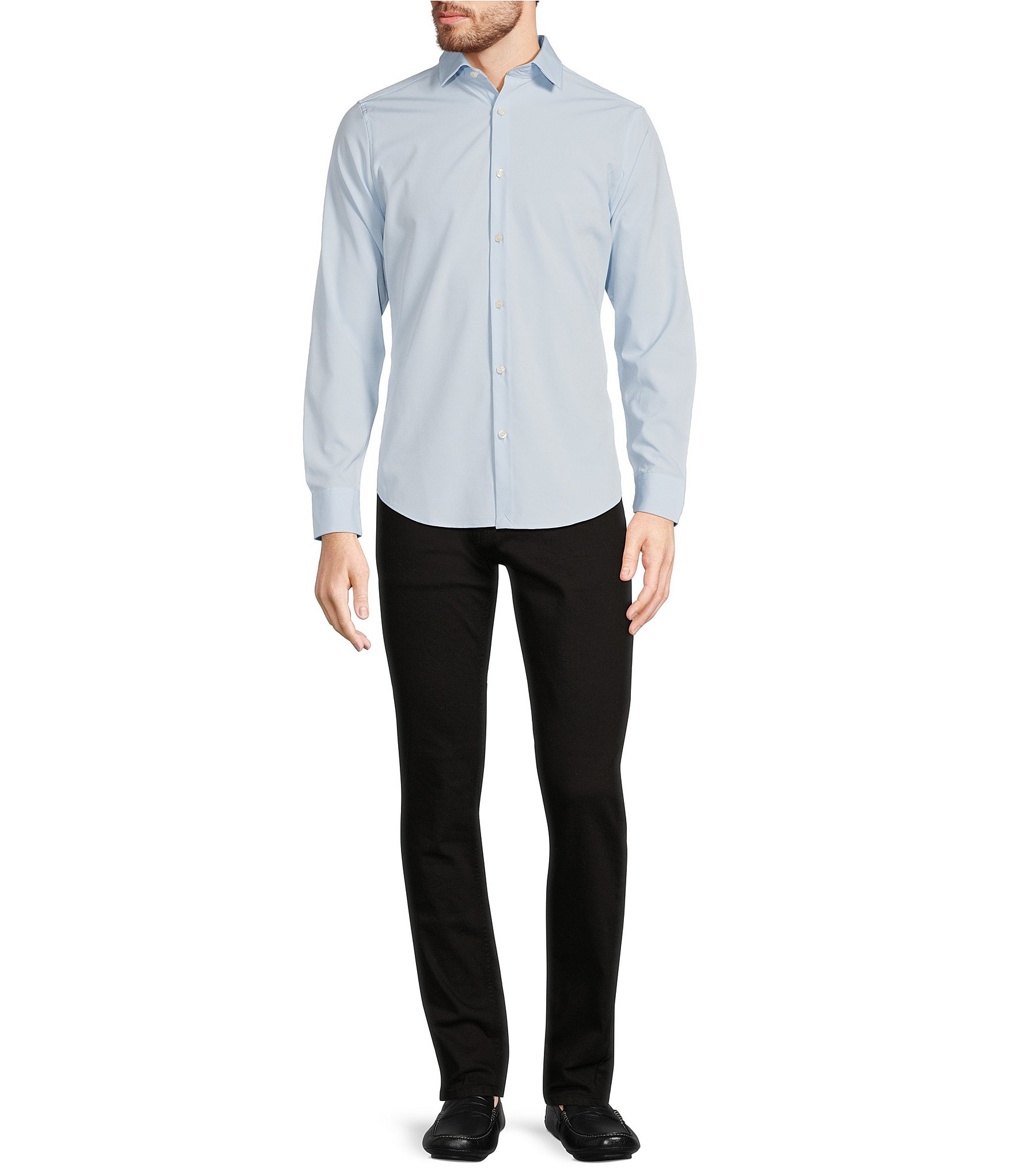 Murano Slim Fit Solid Performance Stretch Long Sleeve Woven Shirt