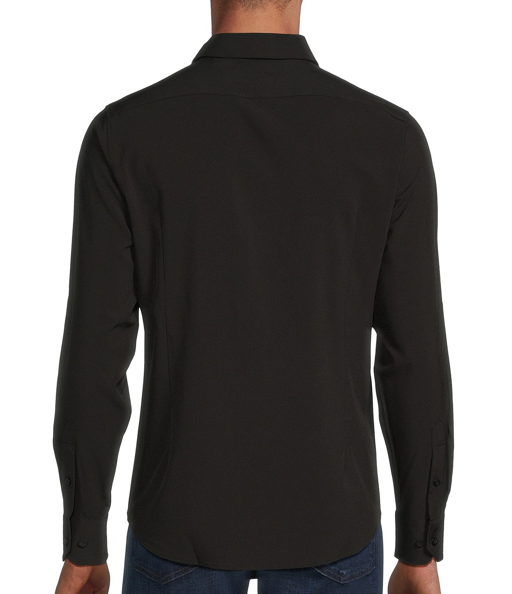 Murano Slim Fit Solid Performance Stretch Long Sleeve Woven Shirt