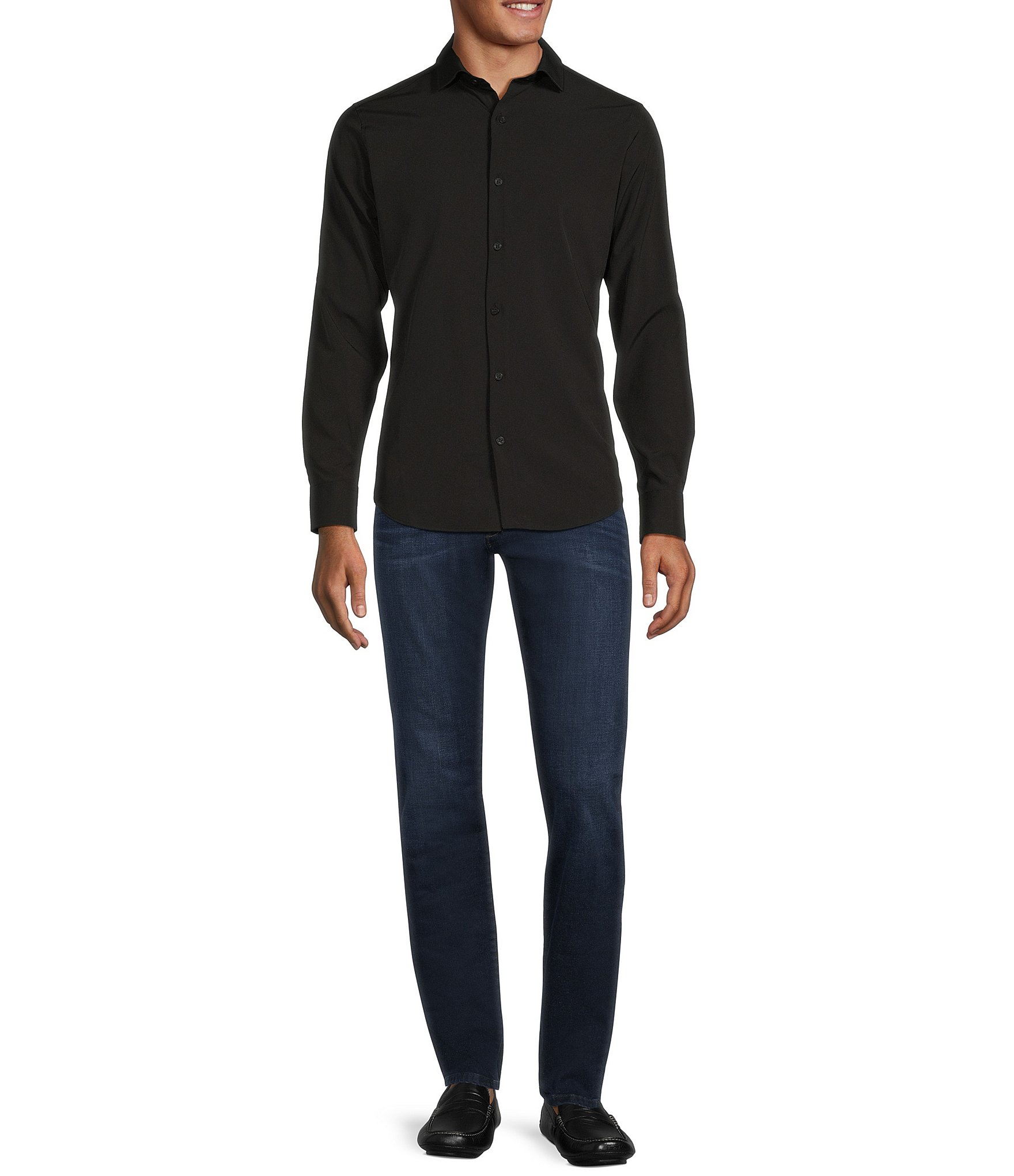 Murano Slim Fit Solid Performance Stretch Long Sleeve Woven Shirt