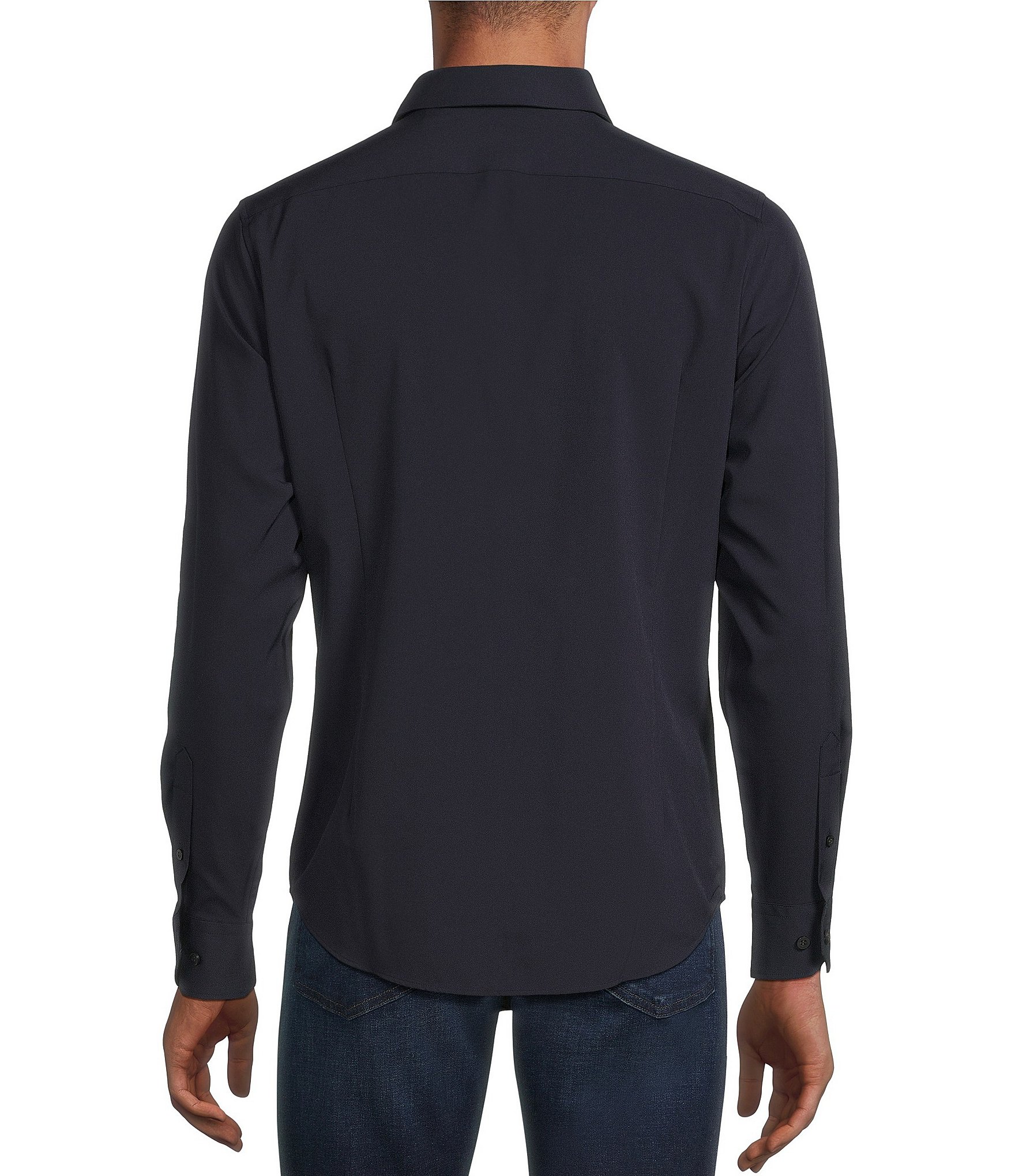 Murano Slim Fit Solid Performance Stretch Long Sleeve Woven Shirt