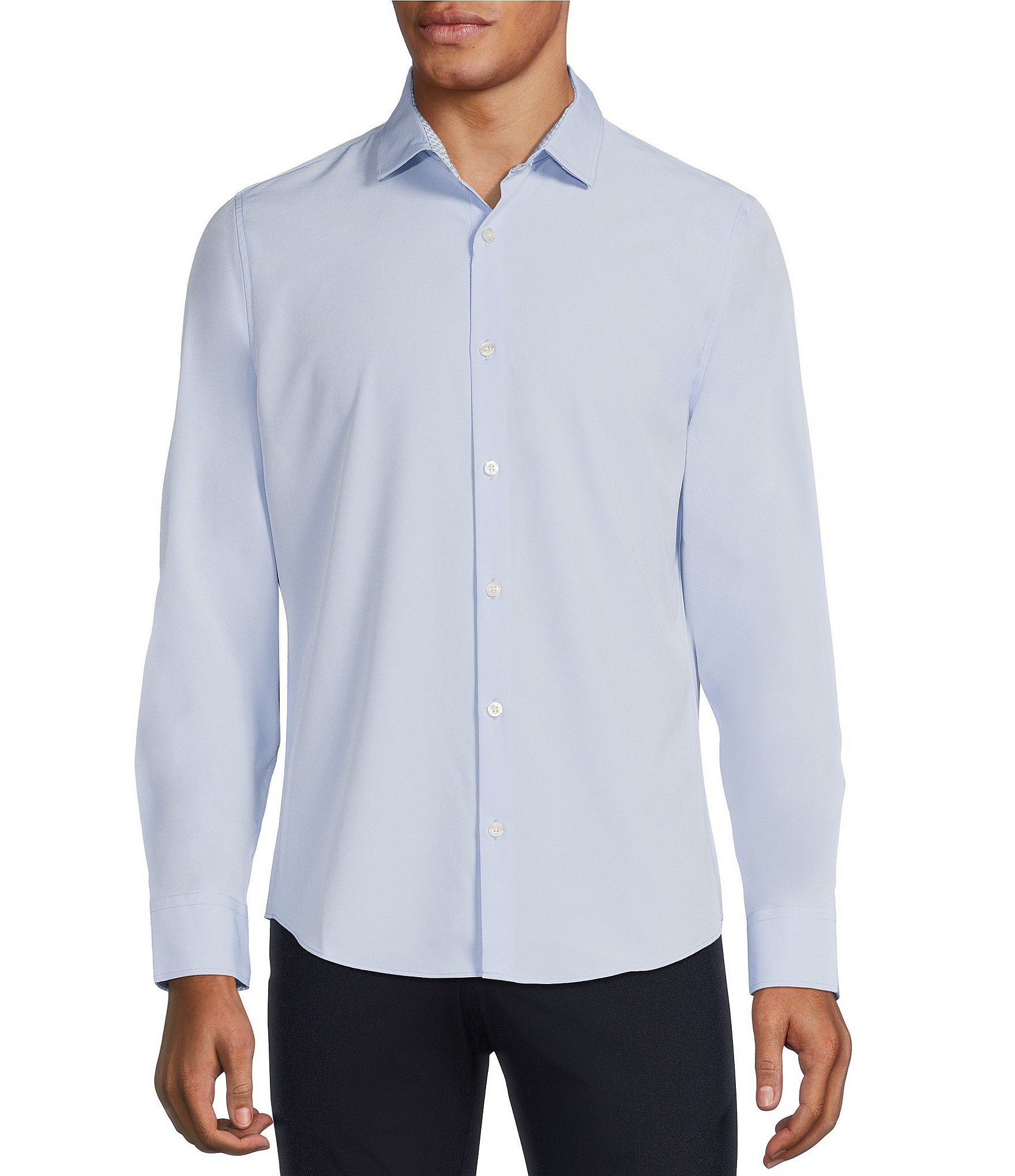 Murano Slim-Fit Solid Performance Stretch Long-Sleeve Woven Shirt ...