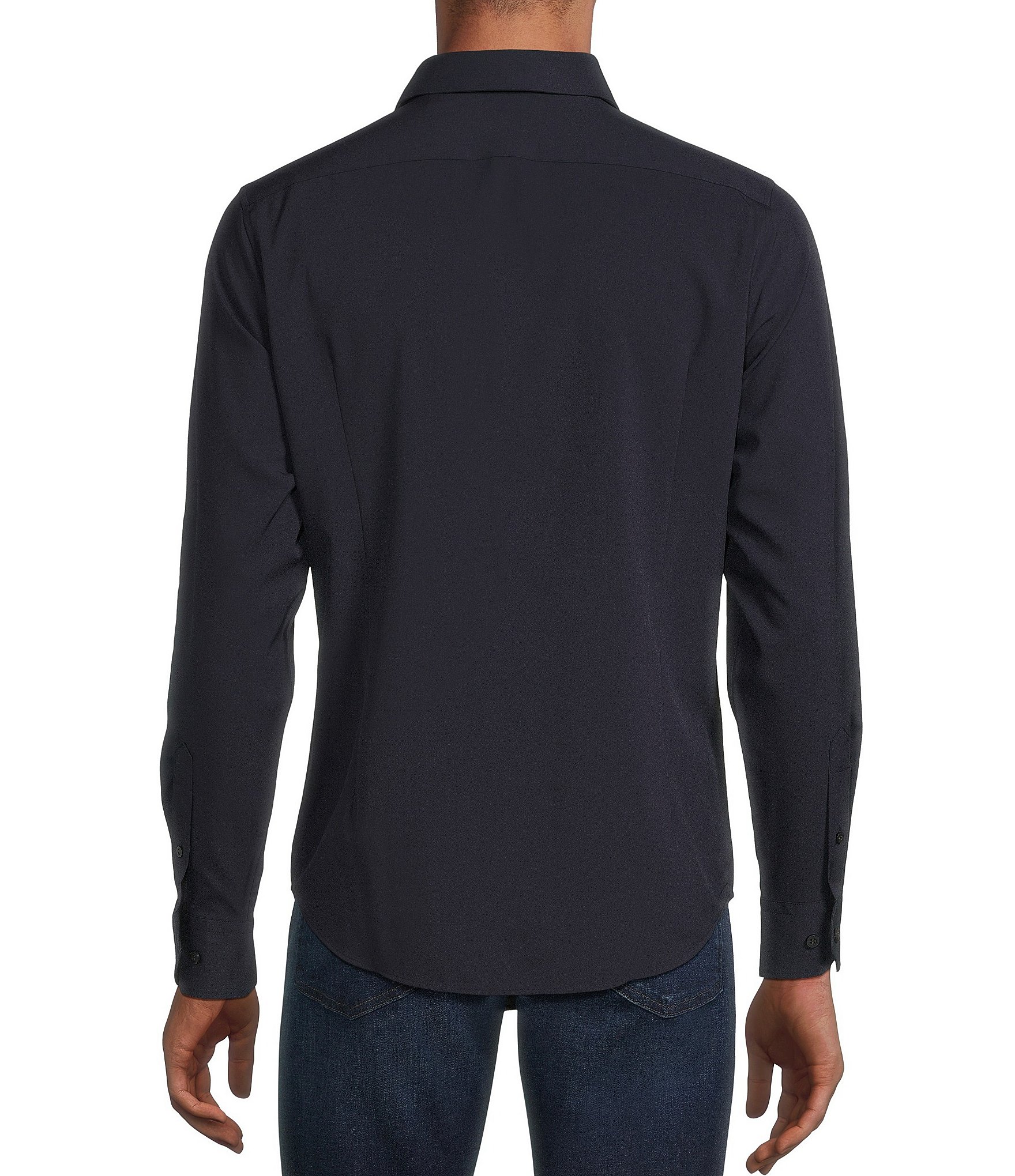 Murano Slim Fit Solid Performance Stretch Long Sleeve Woven Shirt