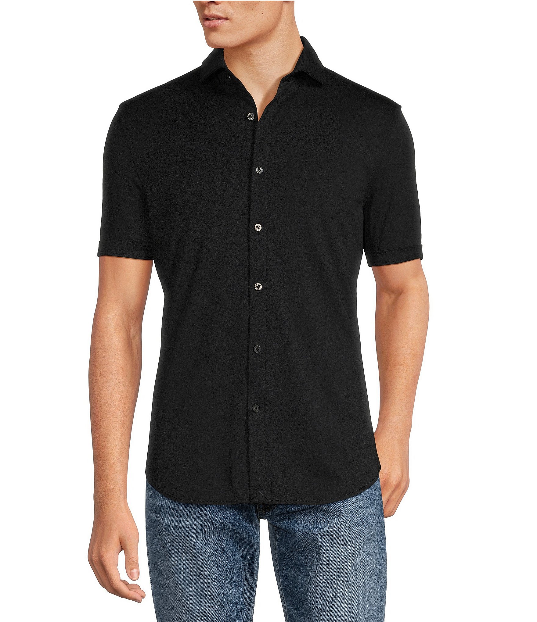 Murano Slim Fit Solid Performance Stretch Short Sleeve Knit Shirt ...