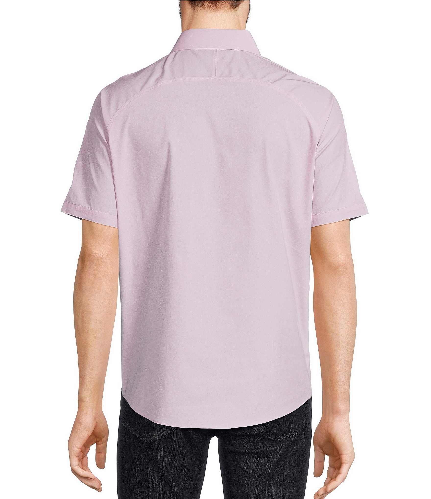 Murano Slim Fit Solid Poplin Short Sleeve Woven Shirt