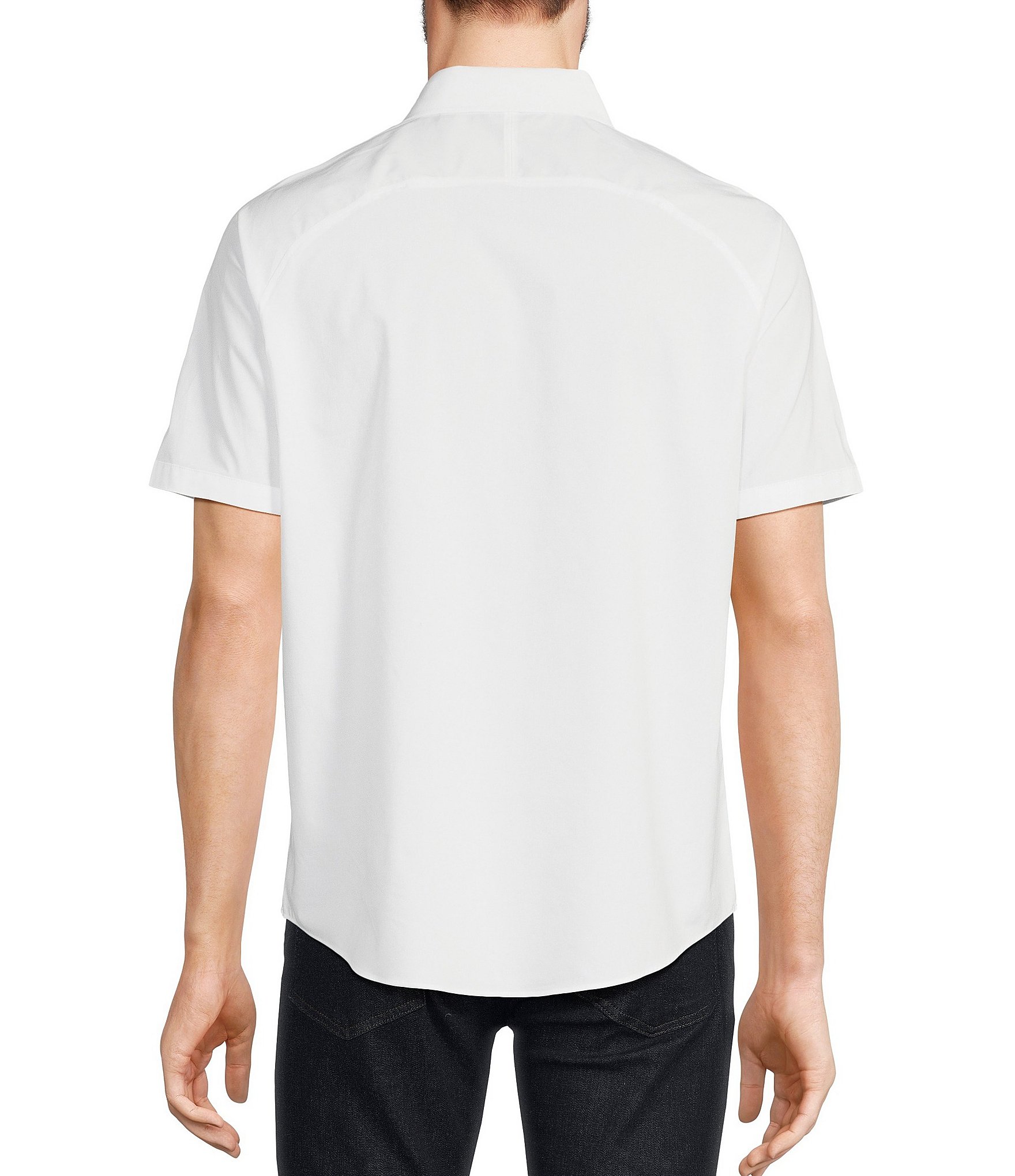 Murano Slim Fit Solid Poplin Short Sleeve Woven Shirt