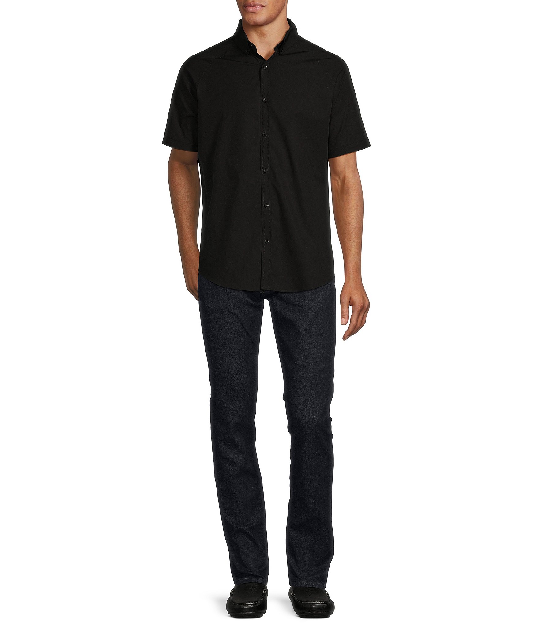 Murano Slim Fit Solid Poplin Short Sleeve Woven Shirt