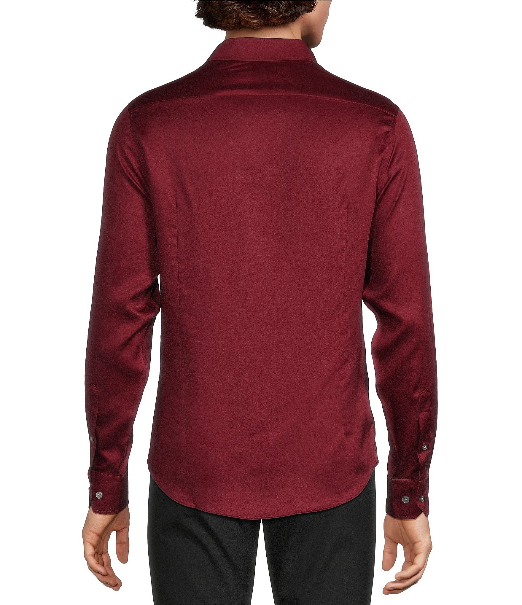 Murano Slim Fit Solid Sateen Long Sleeve Woven Shirt