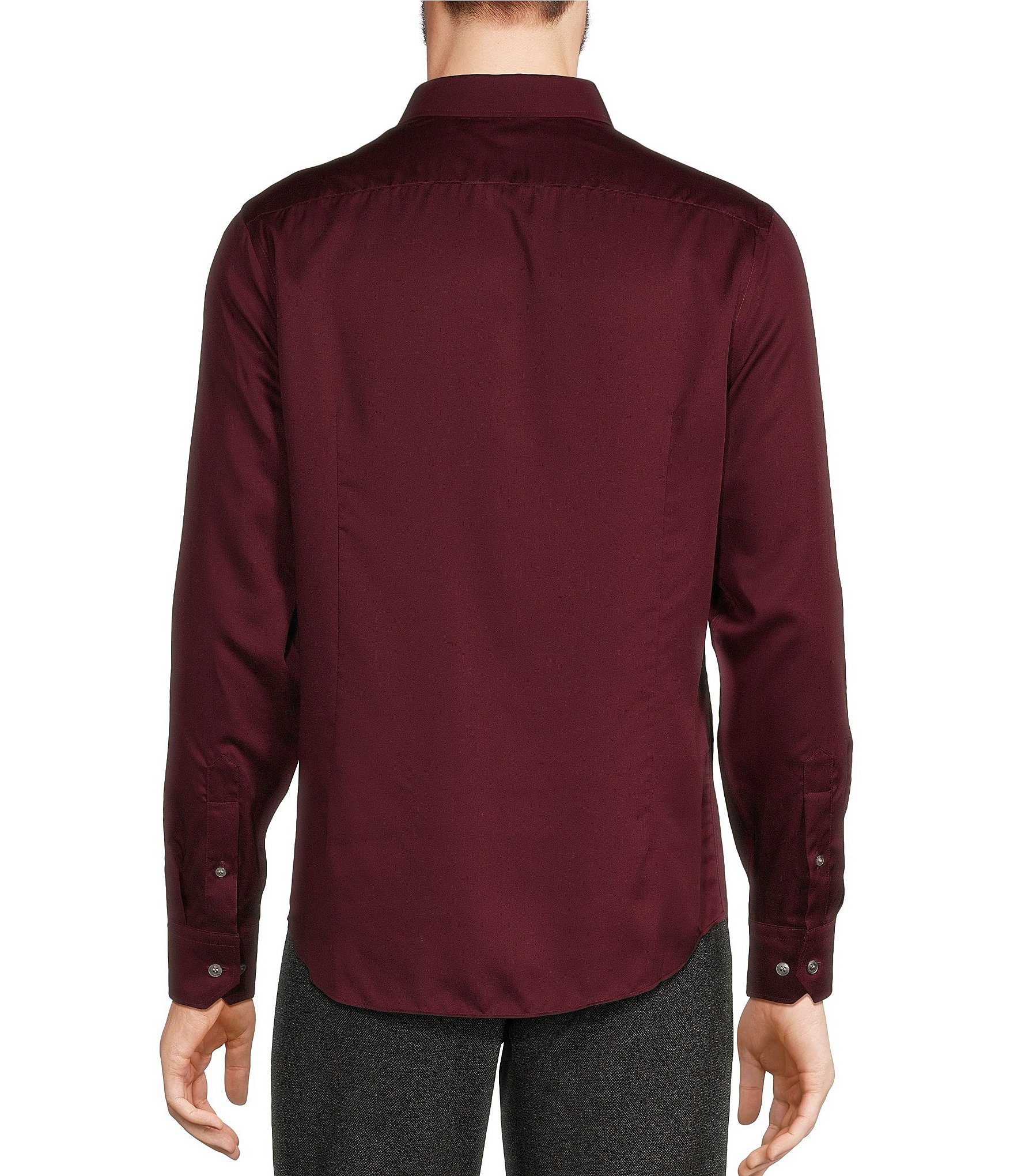 Murano Slim Fit Solid Sateen Long Sleeve Woven Shirt