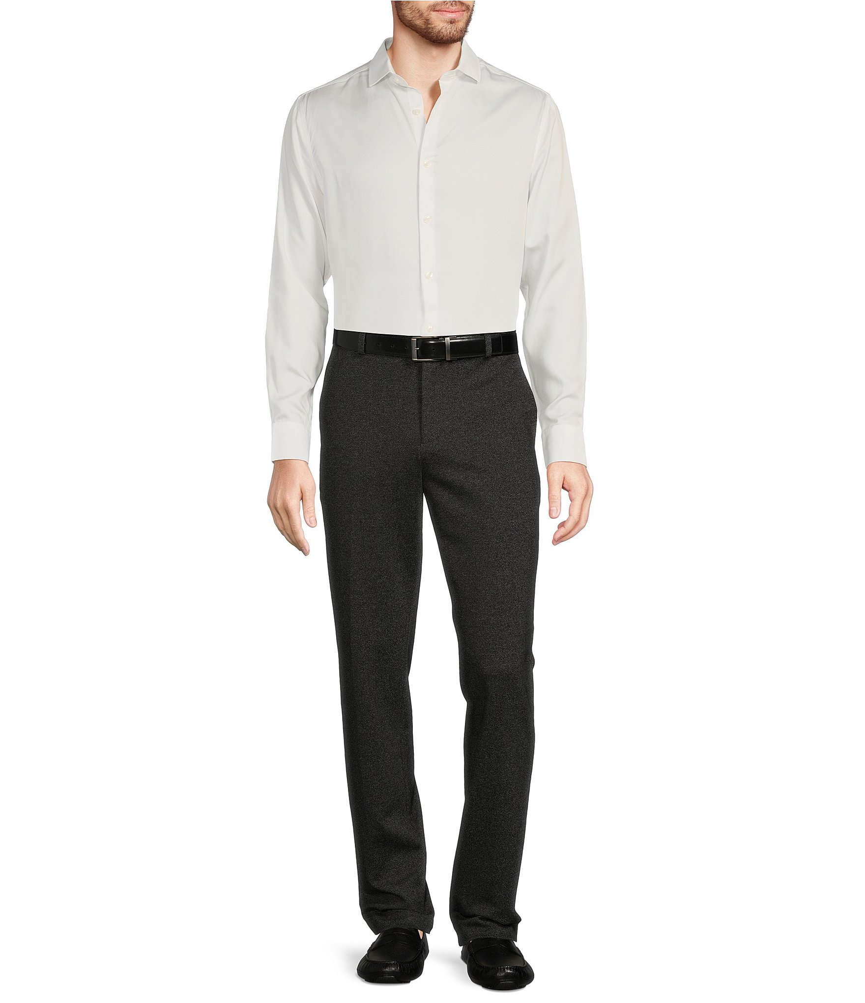 Murano Slim Fit Solid Sateen Long Sleeve Woven Shirt