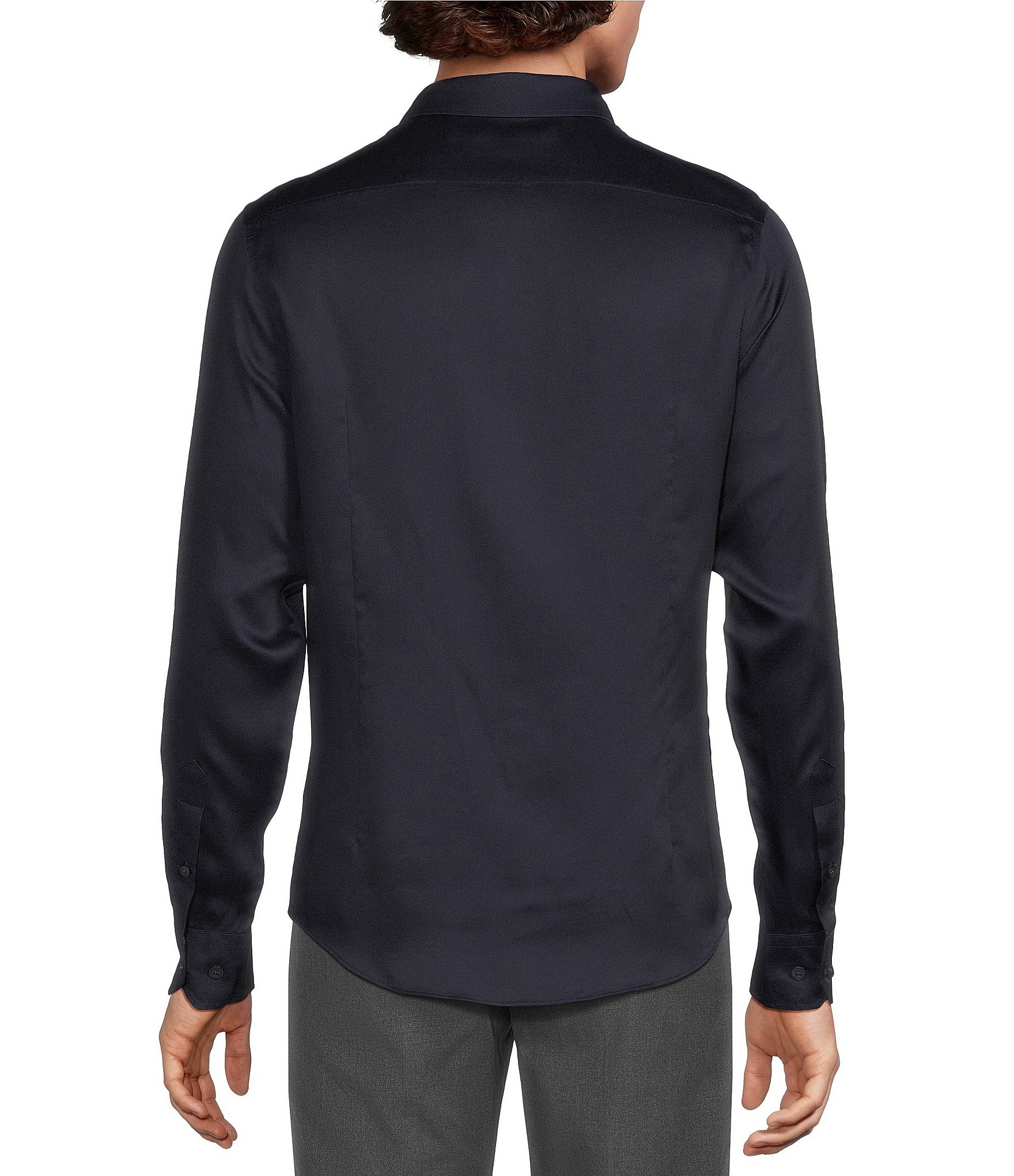 Murano Slim Fit Solid Sateen Long Sleeve Woven Shirt