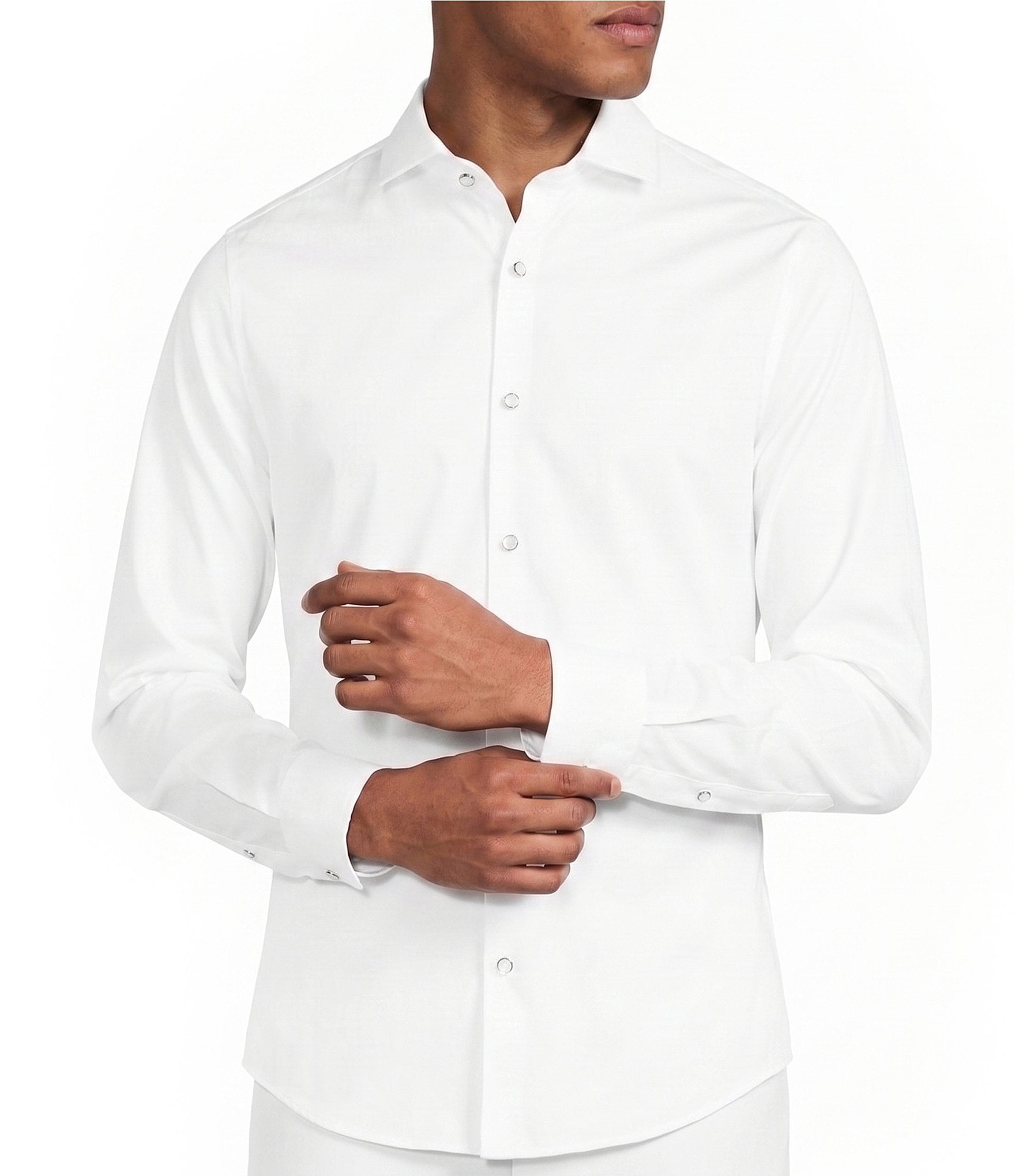 Murano Slim Fit Solid Sateen Long Sleeve Woven Shirt