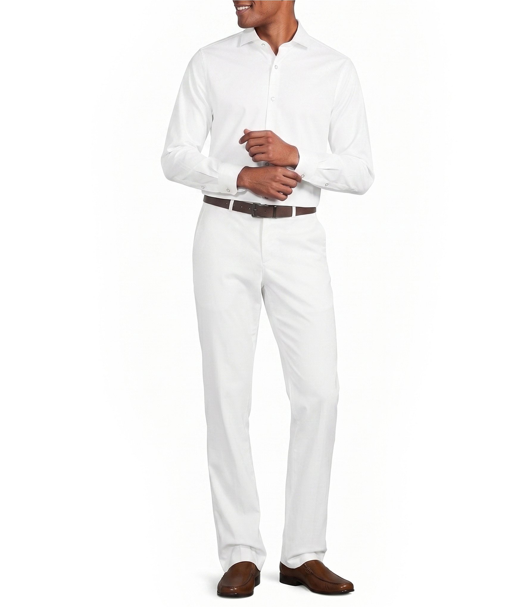 Murano Slim Fit Solid Sateen Long Sleeve Woven Shirt