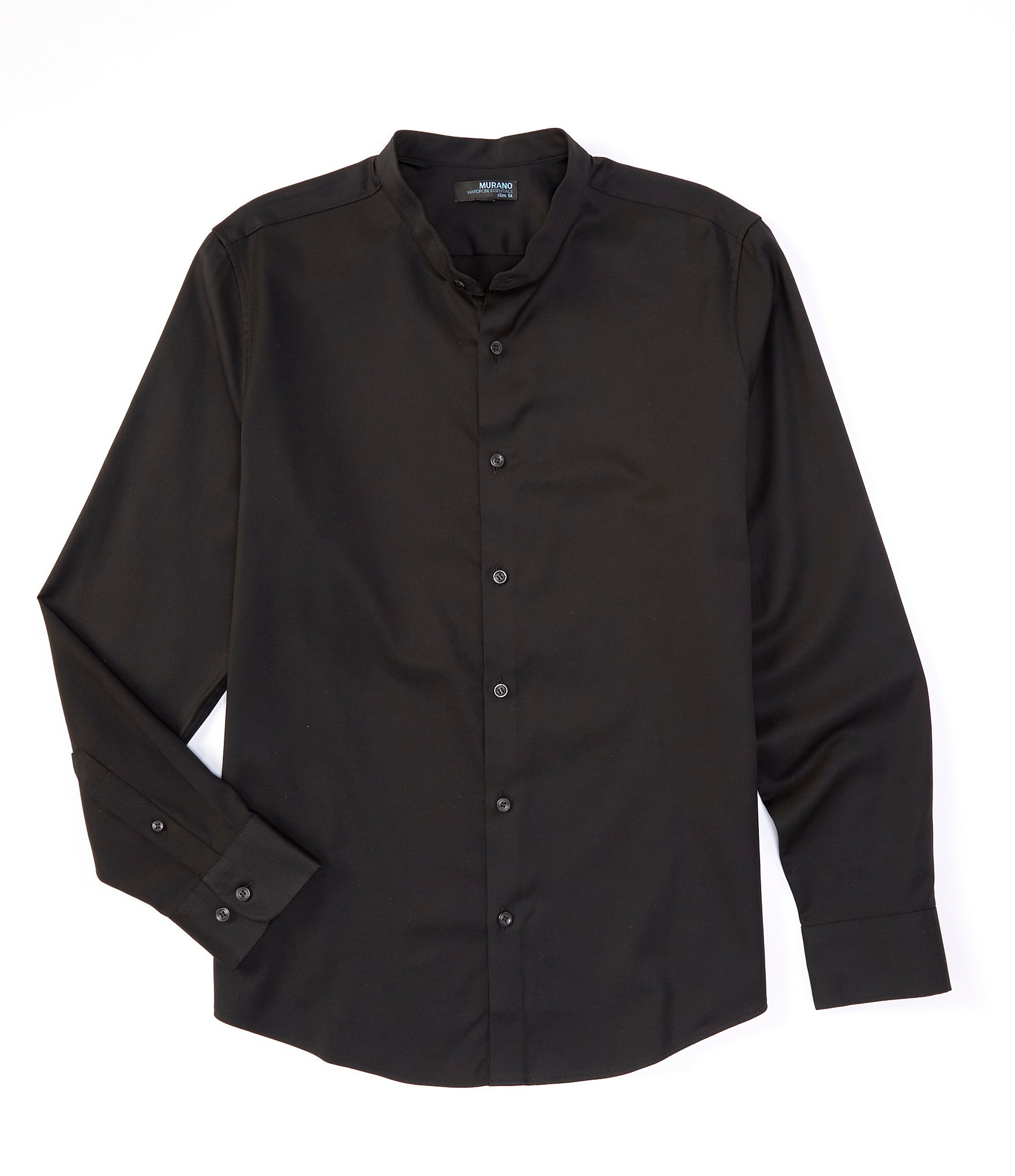 Murano Wardrobe Essentials Slim-Fit Textured Long-Sleeve Woven Shirt