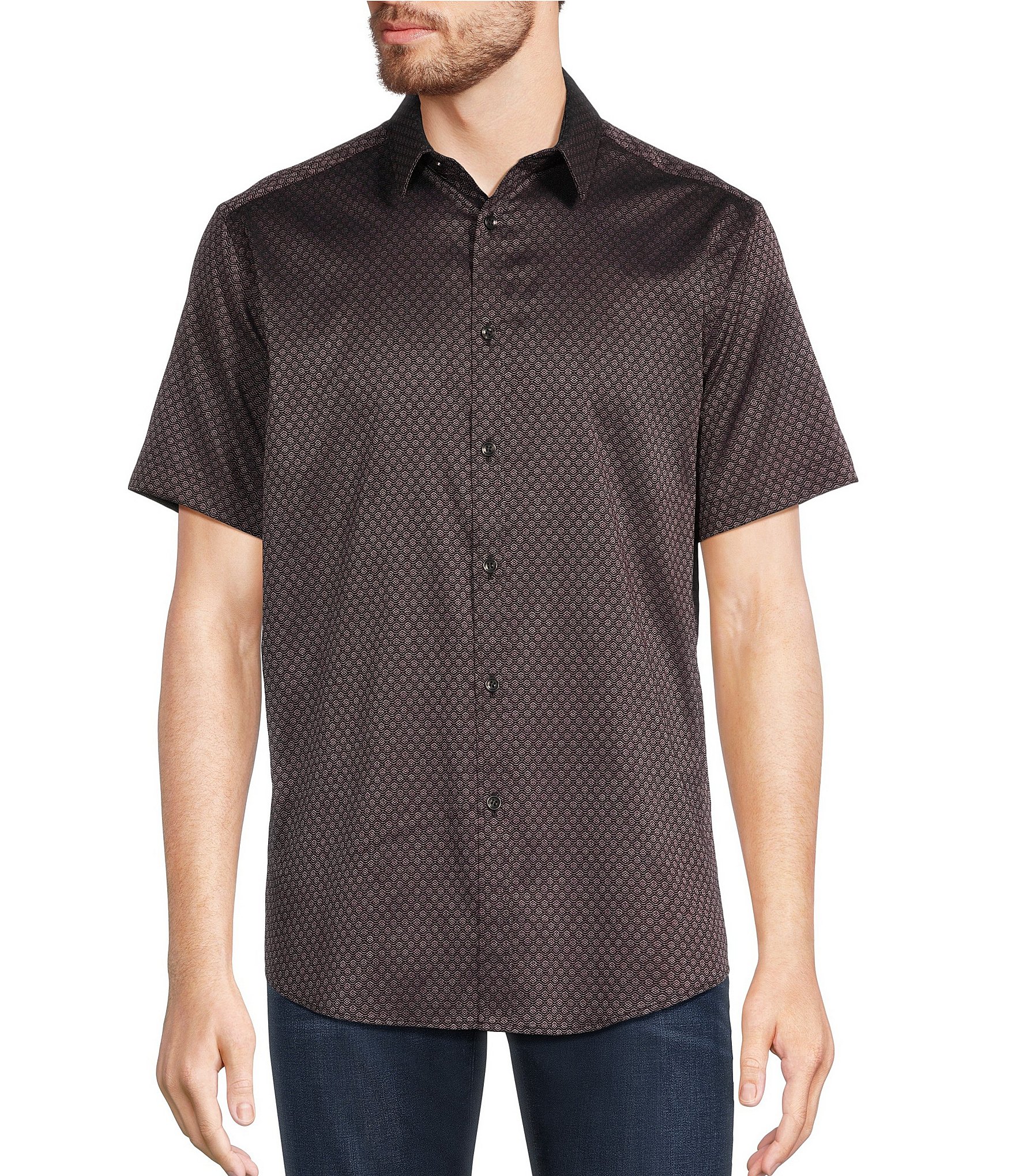 Murano Small Circle Print Short Sleeve Woven Shirt