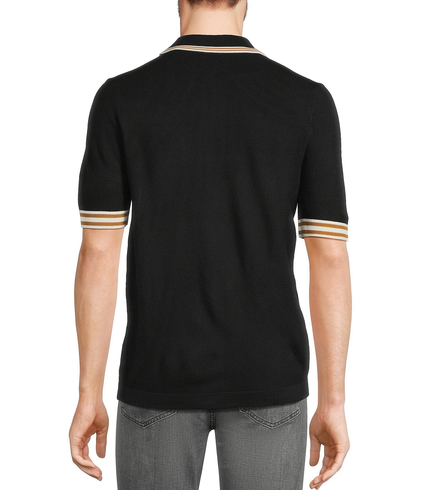 Murano Snit Short Sleeve Textured Coat Front Shirt