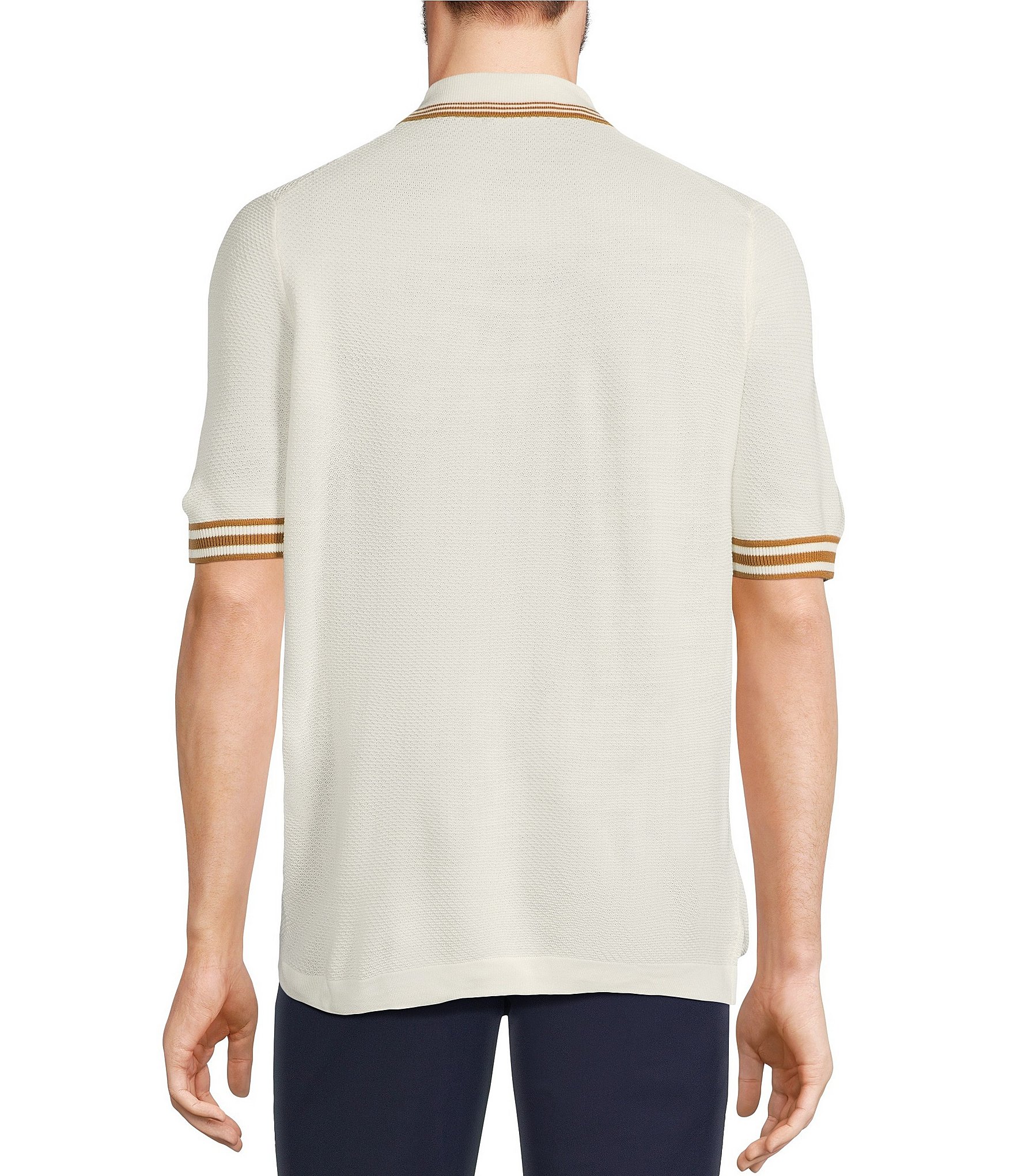 Murano Snit Short Sleeve Textured Coat Front Shirt