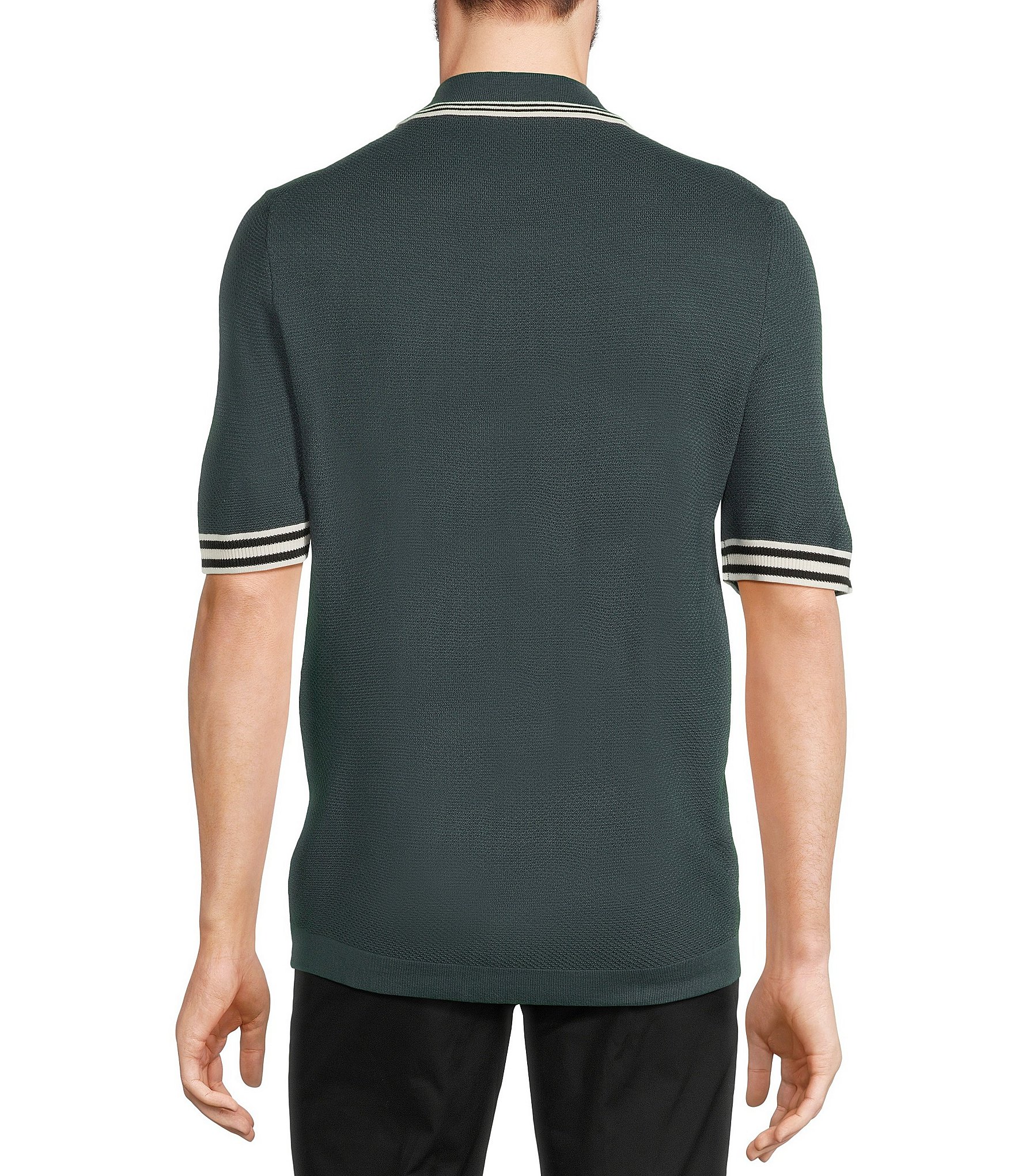 Murano Snit Short Sleeve Textured Coat Front Shirt