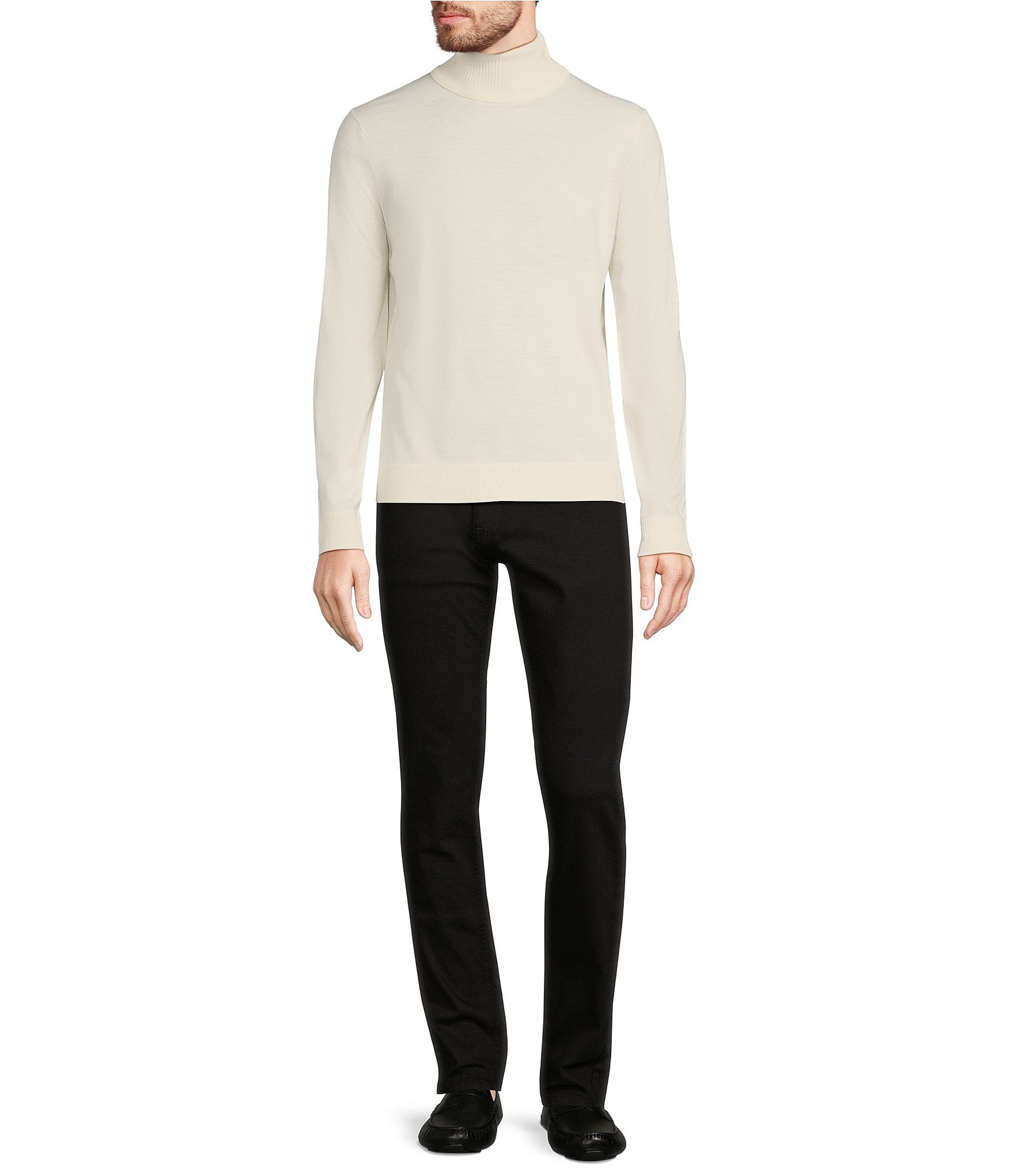 Murano Solid Performance Textured Long Sleeve Turtleneck Sweater